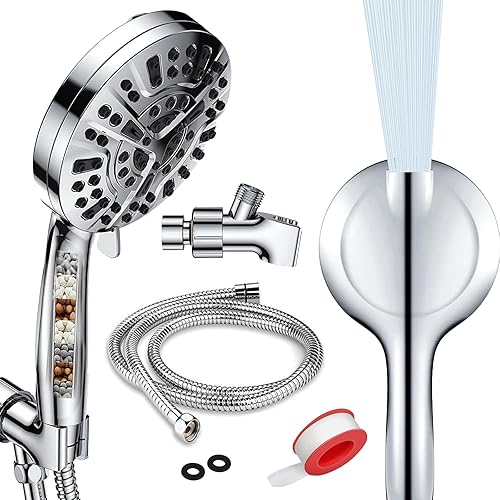 Cabezal de ducha con mano, cabezal de ducha de alta presión con filtros para agua dura, 10 ajustes de pulverización, cabezal de ducha filtrado