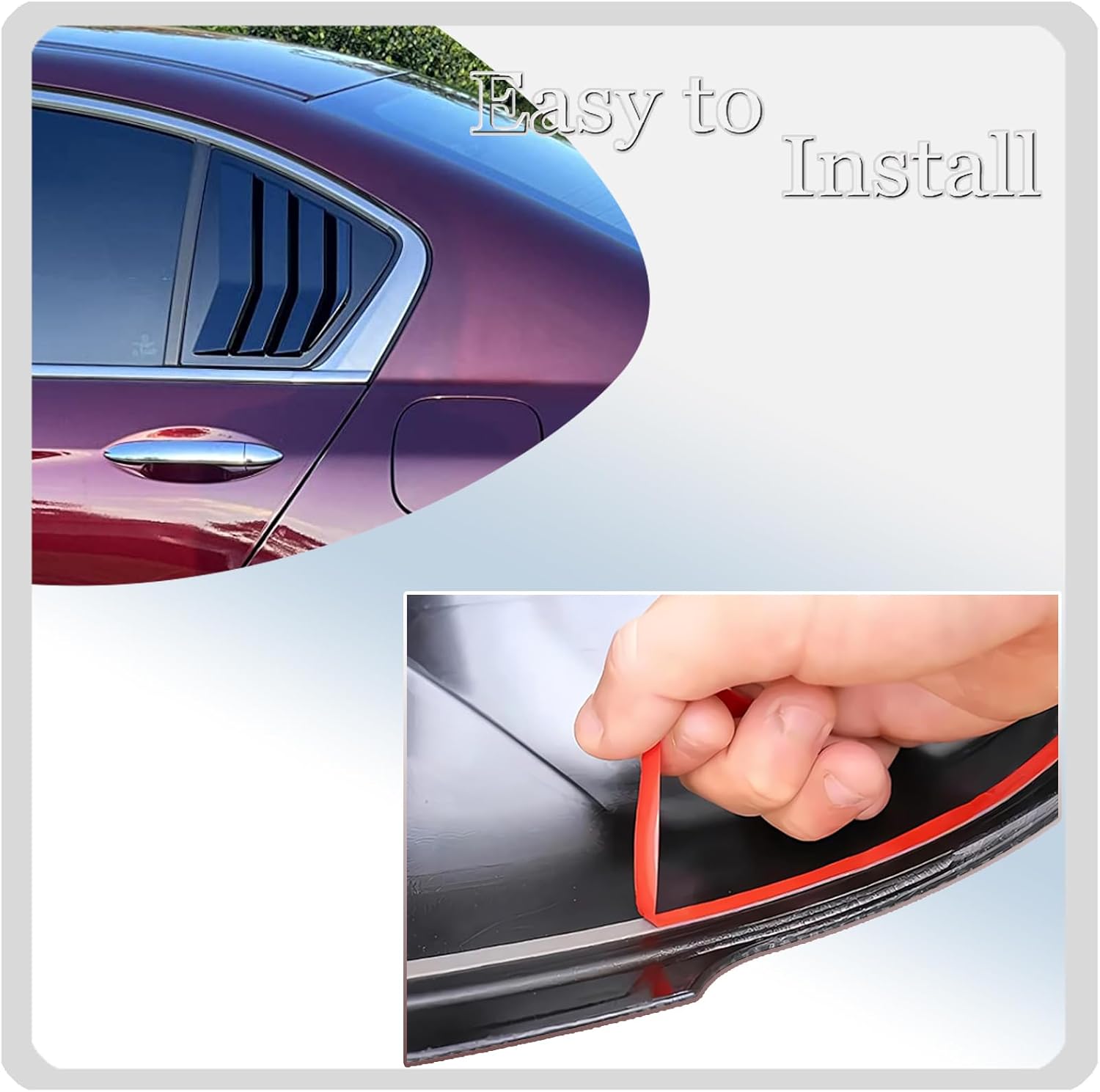 MUXEE Window Louver，for 9TH Honda Accord 2013 2014 2015 2016 2017, ABS Print Sport Window Decorative Covers, Exterior Trim Accessories - Bright Black