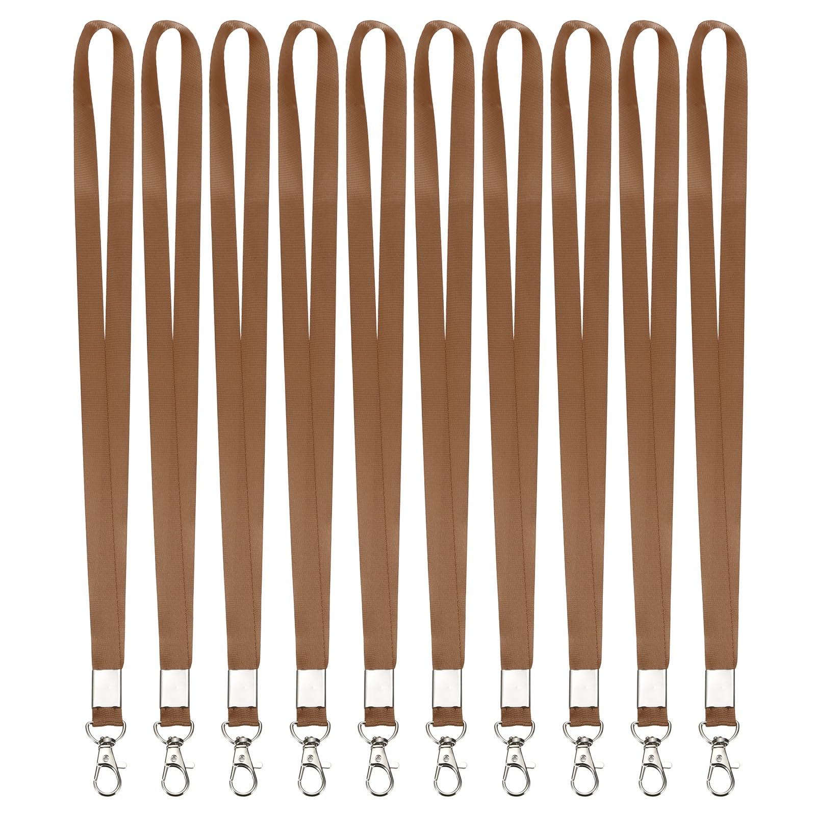 PATIKIL 10Pcs Lanyards Bulk, 43cm Badge Lanyard Neck Polyester with Lobster Clasp for ID Badge Keys Worker Name Tag Wallet Cruise Phone Events Office, Brown โ image 1