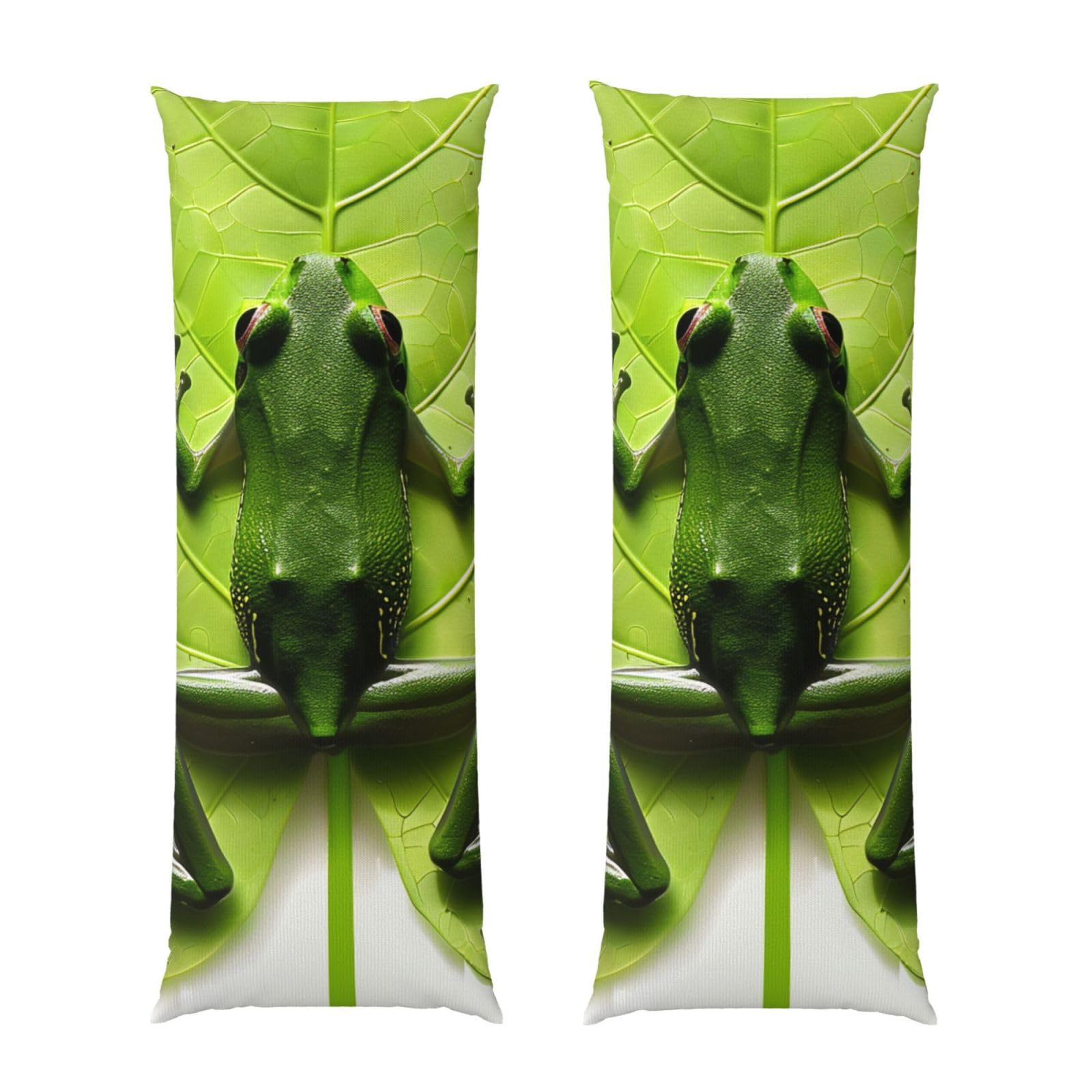 Body Pillow Cover 20x54 Inch, Frog Leaves Print Long Lumbar Pillow Case with Zipper Long Body Pillowcase Decorative for Bed Sofa Bedroom
