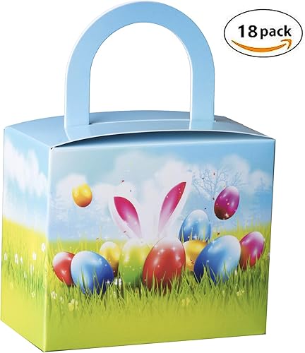 Miniatura 3 de Hammont Cajas de dulces de Pascua  Paquete de 18  Cajas coloridas para regalos de fiesta con asa resistente  Perfecto para recuerdos de boda,
