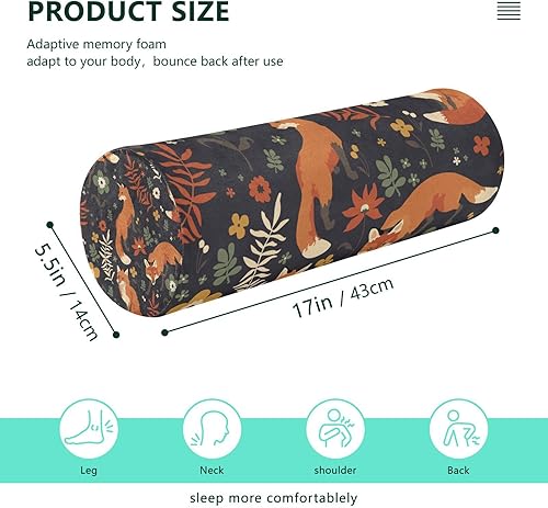 Miniatura 3 de FUGIDOG Almohada cervical de espuma viscoelástica para el dolor de cuello, almohada redonda de zorro con funda extraíble lavable, almohada de apoyo