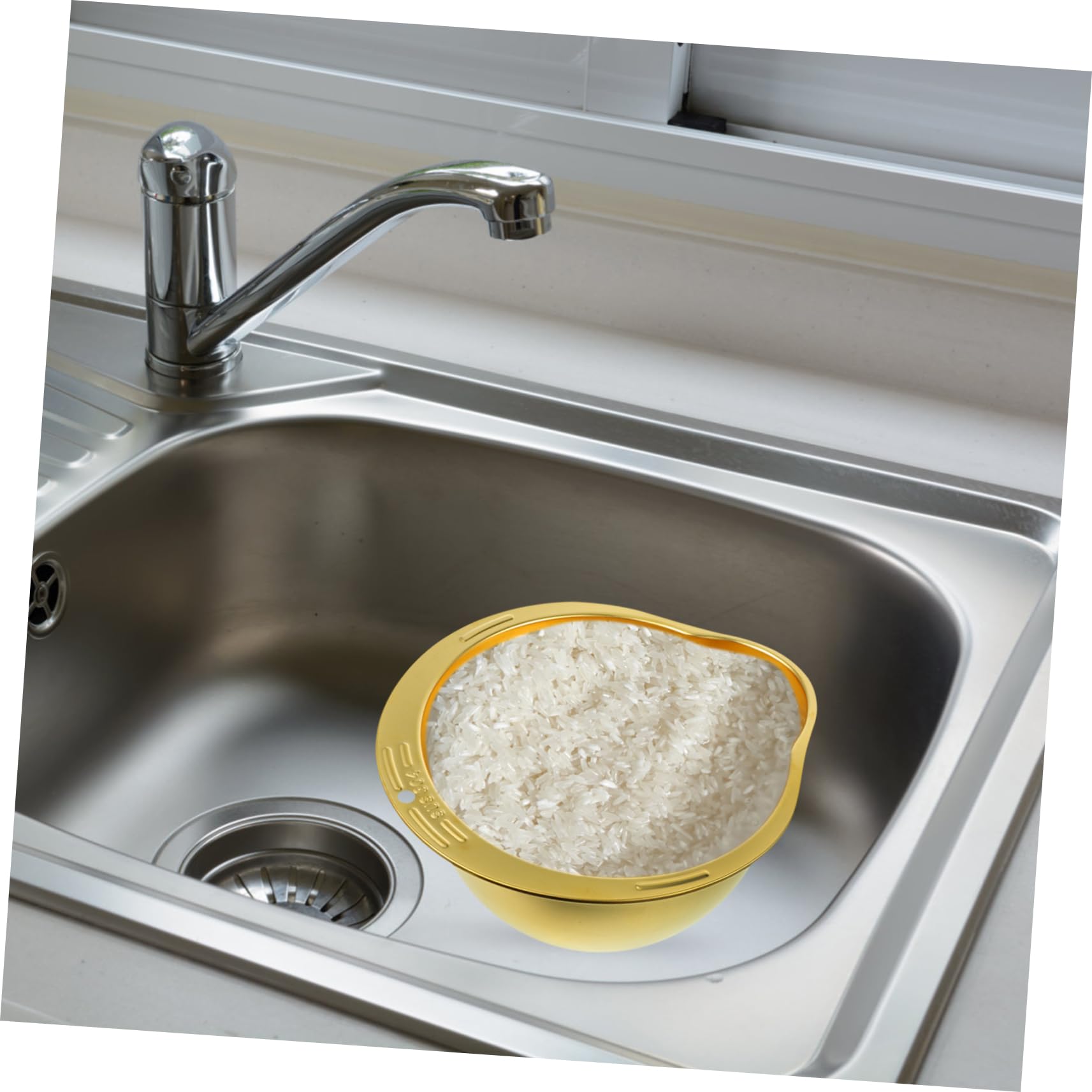 Escurridor de Arroz y Verduras de Acero Inoxidable para Uso Doméstico, Cesta Resistente con Superficie Lisa y Diseño Duradero para Lavado y Almacenamiento