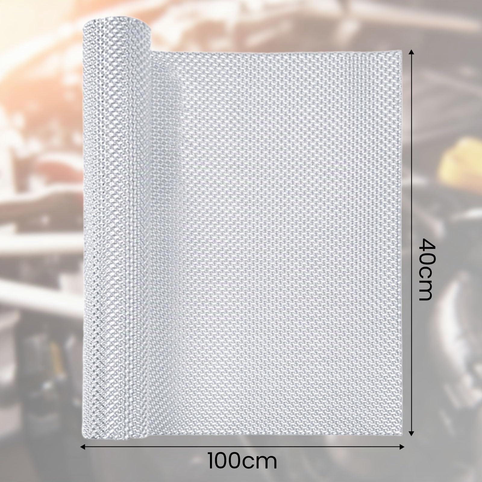 Piastra Termica Isolante Alluminio 100x40cm, Lamiera di Protezione del Calore Goffrata, Paratia Termica Auto per Alte Temperature, Rotolo Pannello Termoriflettente per Tubo Scarico Auto Moto