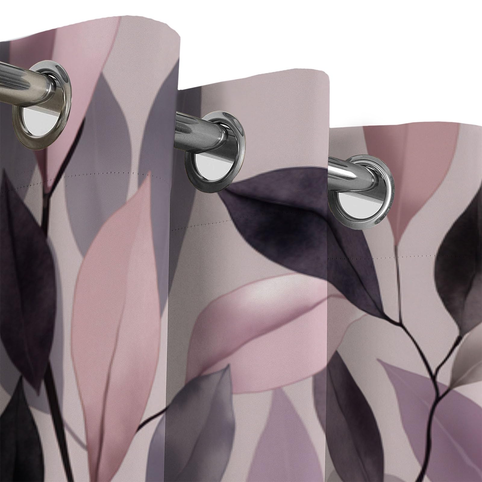 Rideau Occultant Feuilles Et Branches Aquarelles, Rideaux Plantes Modernes Poudre De Blush, Rideau Thermique Anti Froid pour Salon Chambre Decoration, Lot De 2 Draperies Intérieur 117X137 Cm (Lxh)