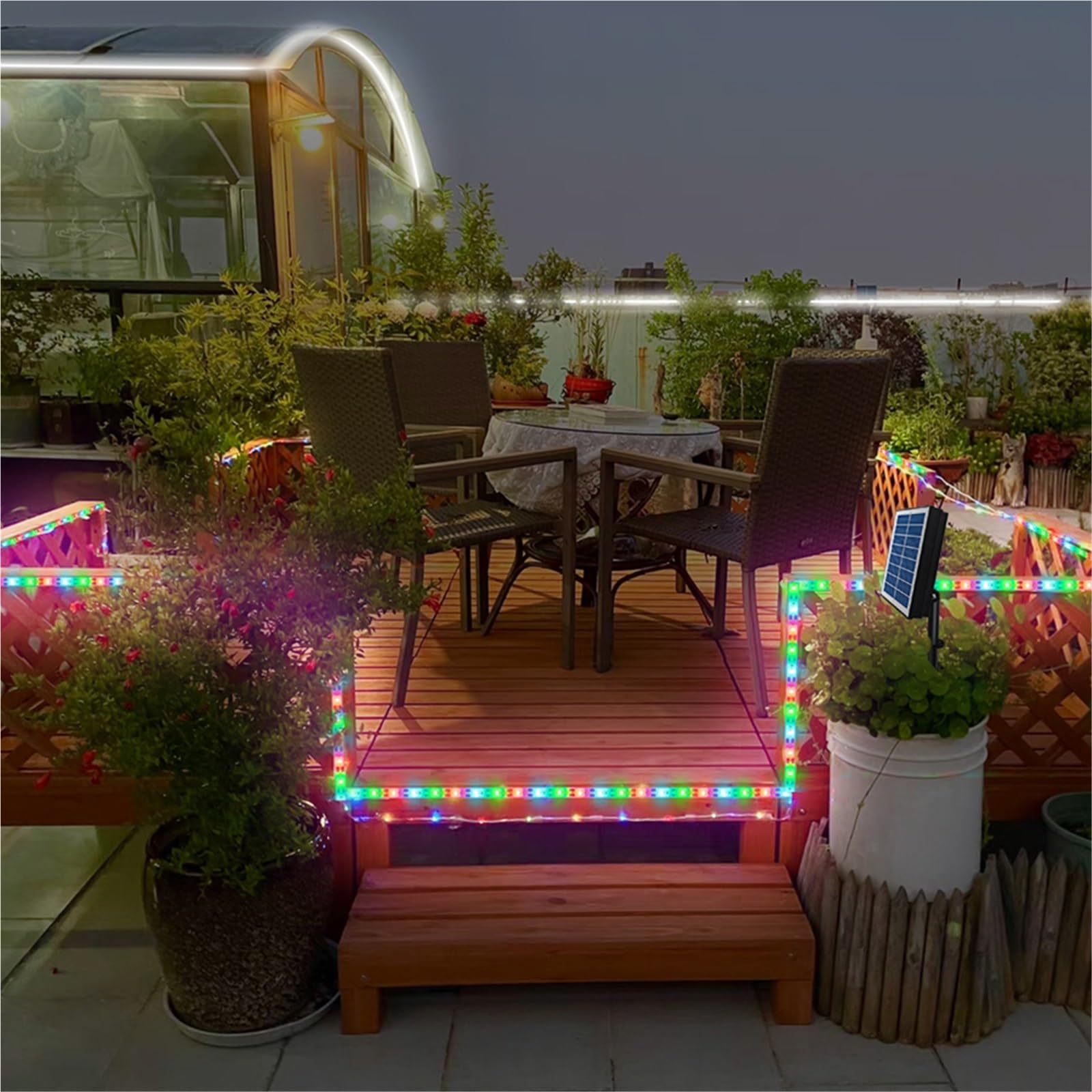Generico Solarna taśma LED RGB - wodoodporna dekoracja zewnętrzna IP67 5 m/10 m (5 m kolorowa)