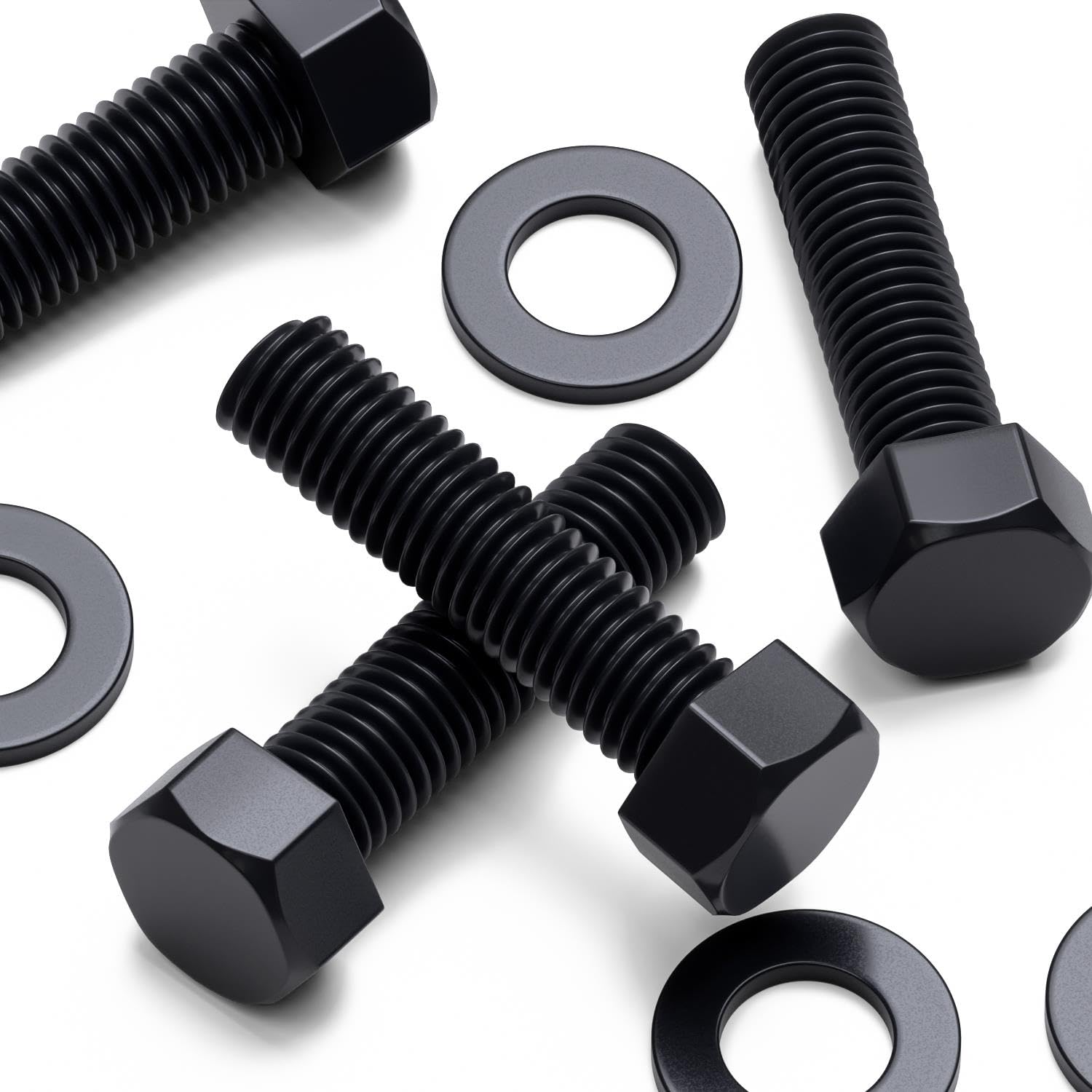 20x Black Nylon PA66 Hex Head Plastic Bolts, Nuts & Washers, M10 x 40 mm
