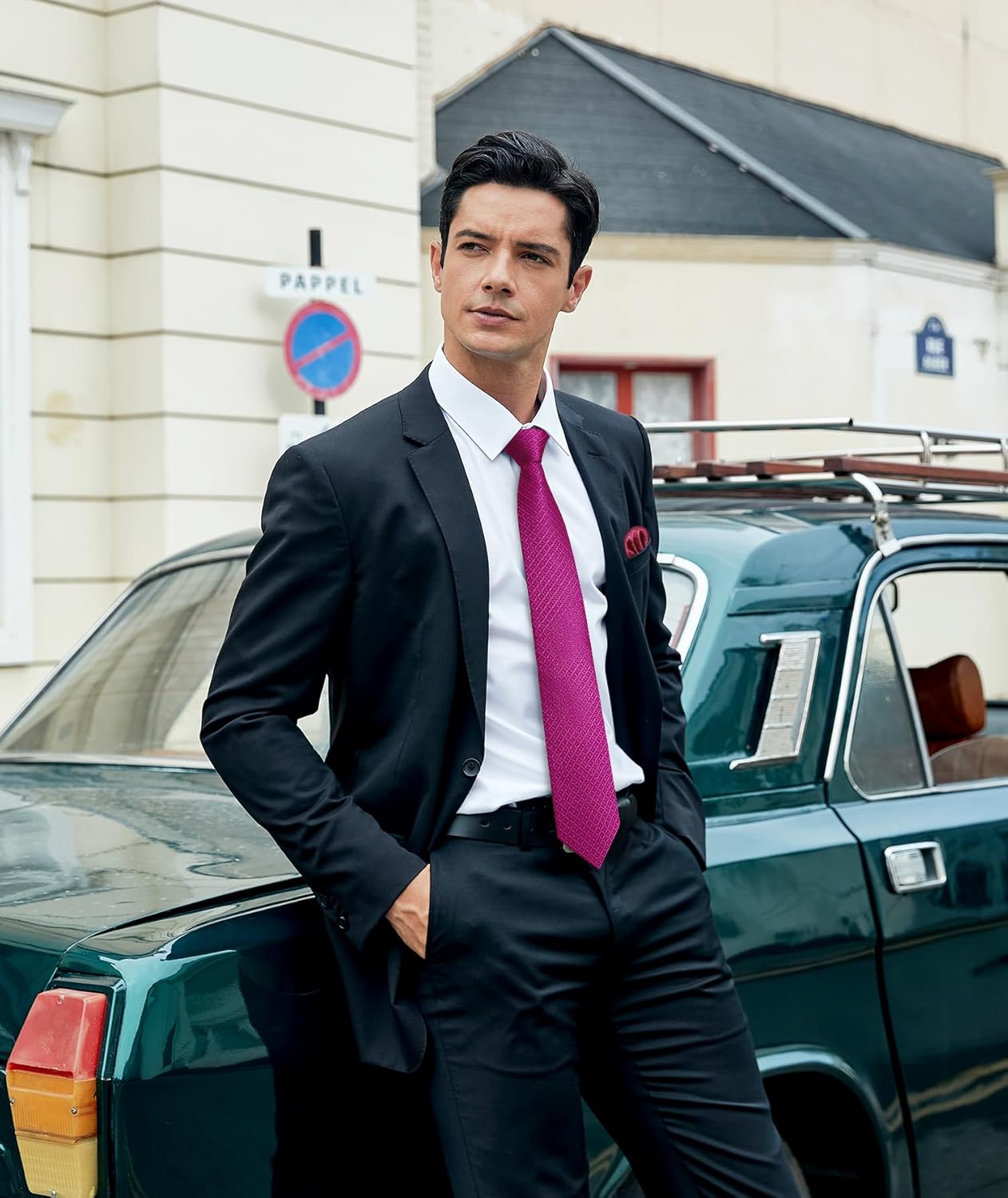 HISDERN Ties for Men Stripe Plaid Tie Classic Necktie Pocket Square Cufflinks Set for Formal Wedding Business Party - Image 2