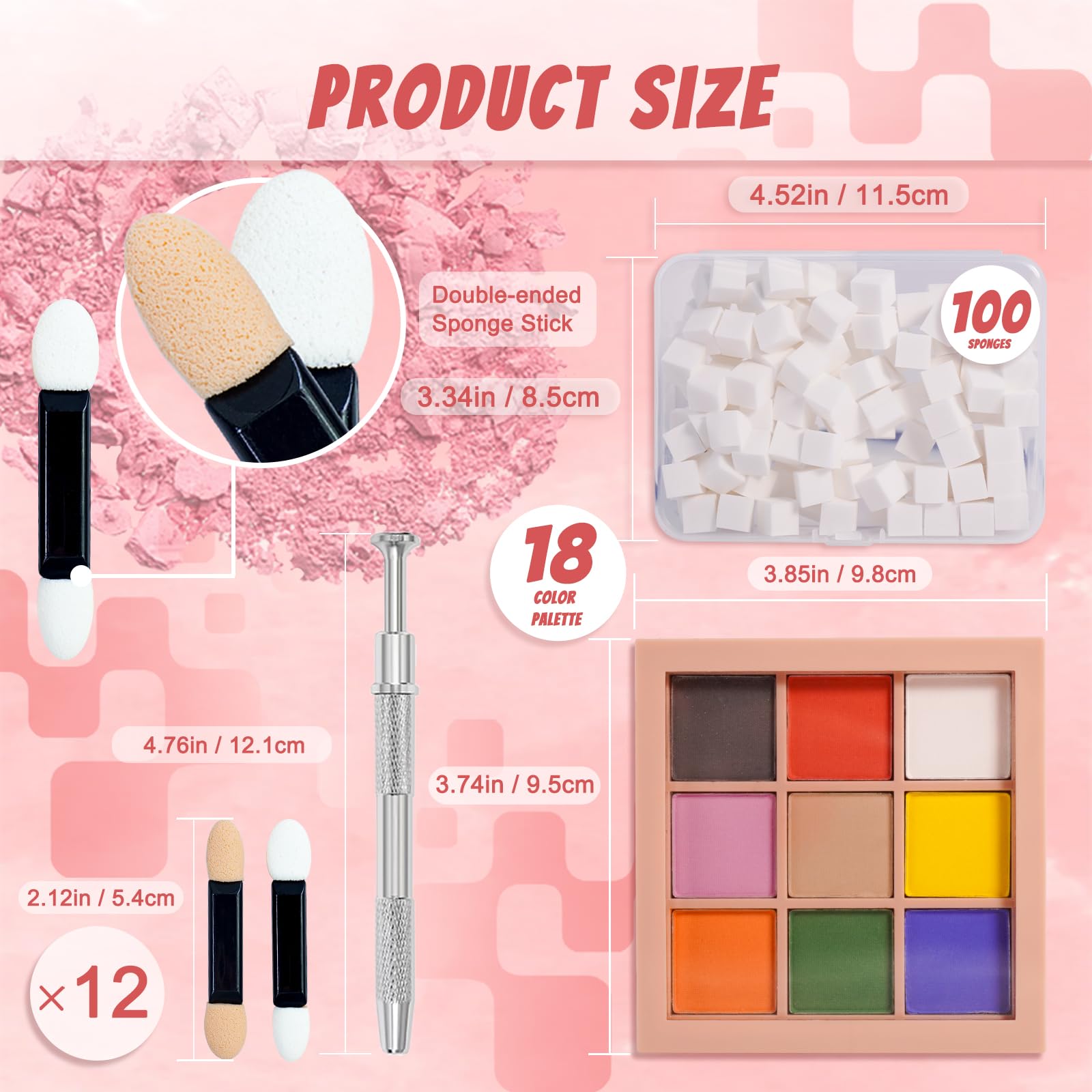 18 Colori Polvere per Unghie, Pigmenti per Unghie Polvere Unghie Glitter Unghie, 100 Pezzi di Spugna Unghie con Pinza Metallica Brillantini Unghie per Decorazioni Unghie Nail Art
