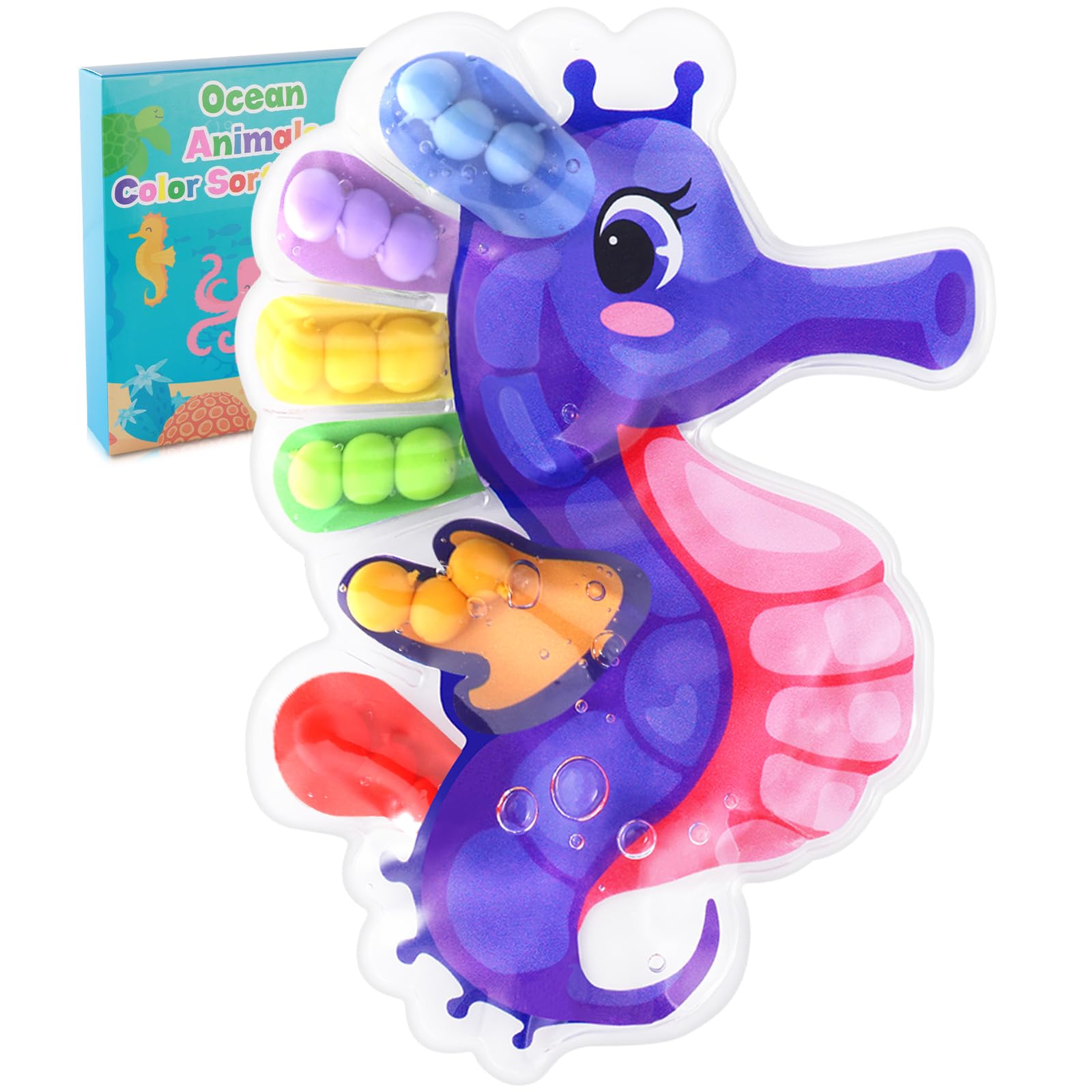 hopihy Seahorses Colour Sorting Toys for Toddlers, Bee Shapes Sensory Toys for Autism & Fine Motor Skills, Montessori Toys for 3+ Years Old, Colour Sorting Toys Educational Toys Ideal for Toddlers