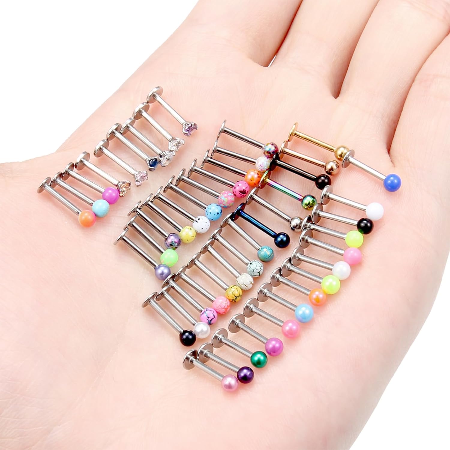 Vsnnsns 48PCS 16G Lip Rings Stainless Steel Tragus Helix Conch Piercing Jewelry Snake Bite Piercing Monroe Lip Rings Labret Medusa Cartilage Lobe Earrings Studs Piercing Jewelry 6MM 8MM 10MM Silver - Image 7