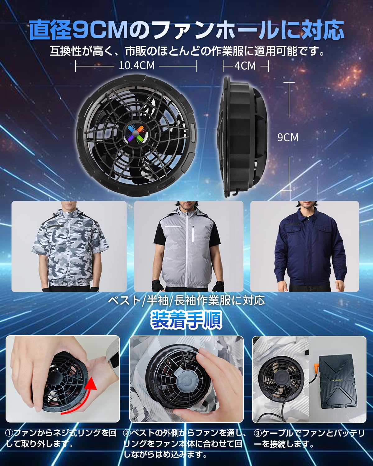 42V ファンバッテリーセット 省エネ PSE認証 耐水防塵 作業服専用 熱中