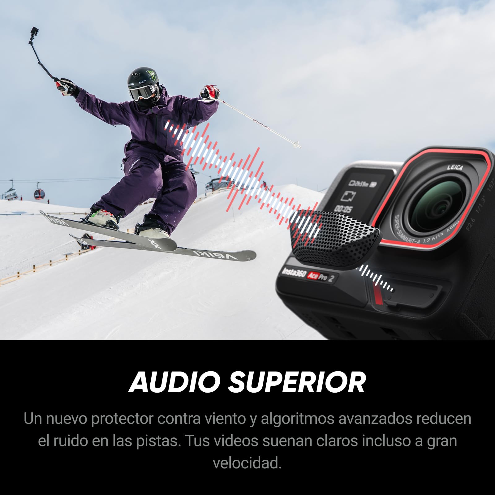 Insta360 Ace Pro 2 Paquete de Invierno - Cámara de acción 8K Impermeable co-diseñada con Leica, Sensor de 1/1,3", Dual Chip IA, excelente en Baja luz, Audio Superior, Pantalla abatible
