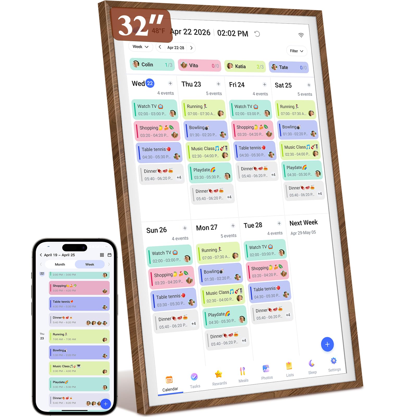 32"Digital Calendar Smart Calendar Electronic Calendar for Wall