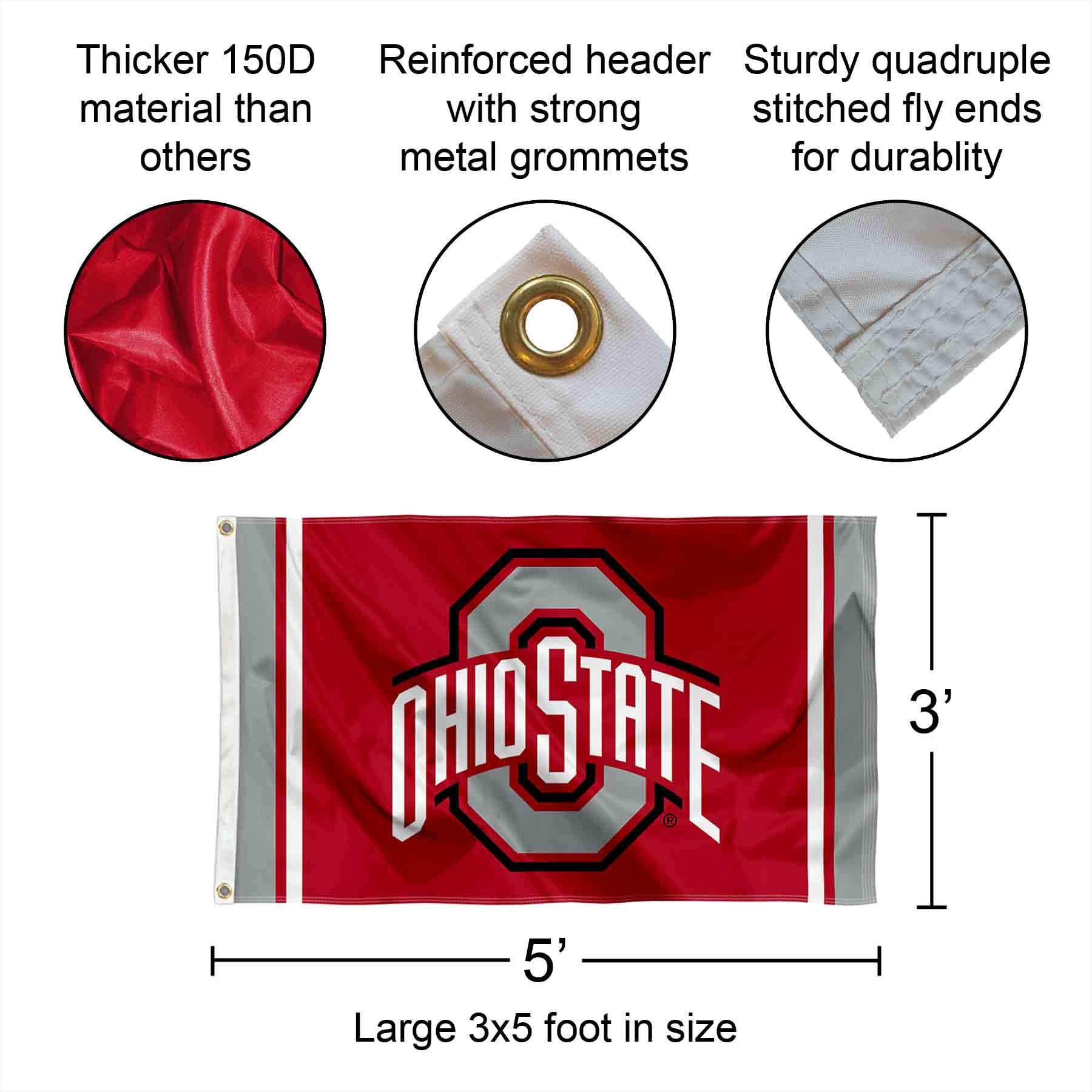 College Flags & Banners Co. Ohio State Buckeyes Field Stripes Flag