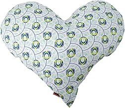 Heart Cushion Large Approx. 50 x 43 cm | Gift for Wedding, Mother's Day or Valentine's Day | Decorative Cushion and Cuddly Cushion in Heart Shape | Fabric 100% Cotton | (Pink with Peacock