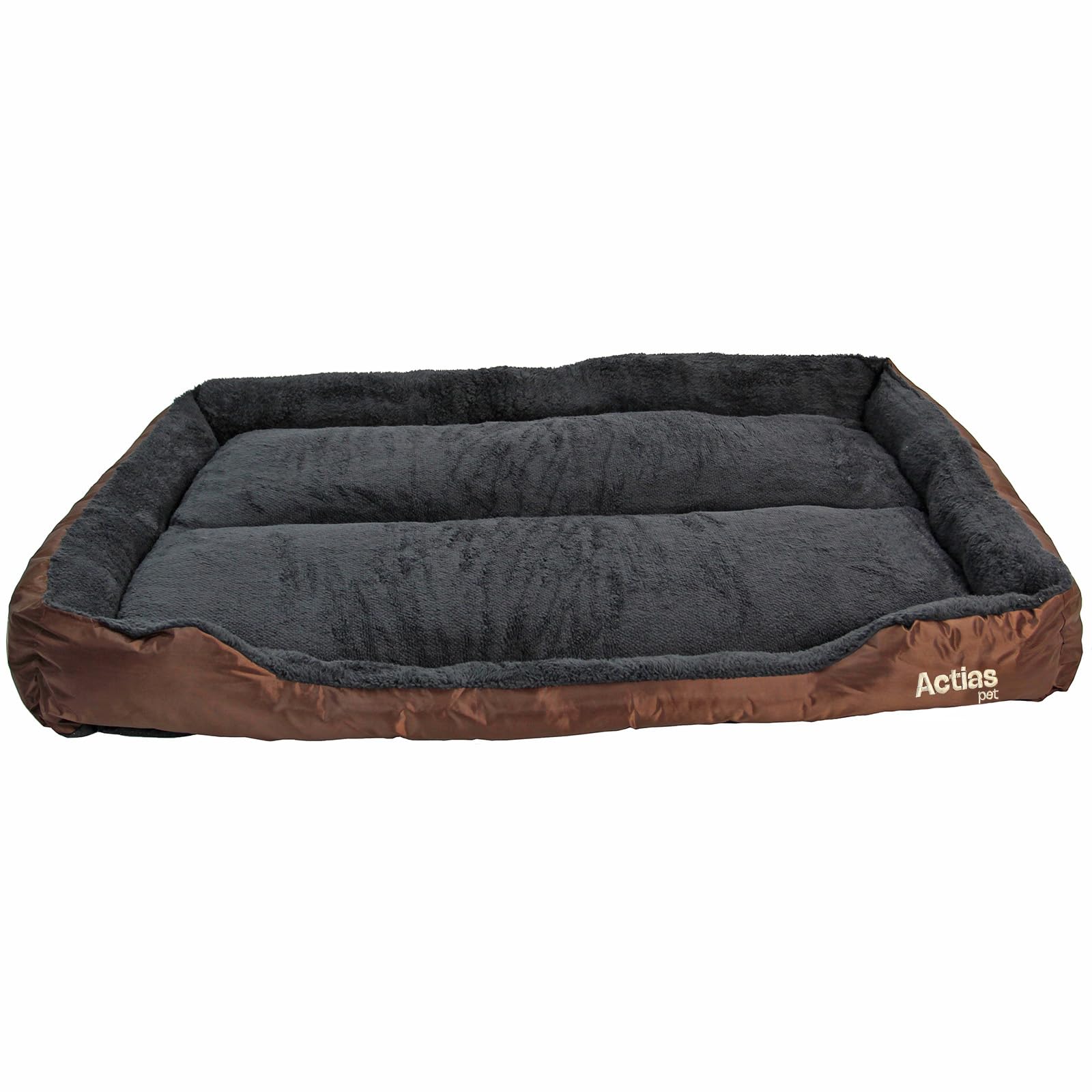 Actiaspet - Soft Washable Dog & Cat Bed | Cozy Faux Fur Fleece Cushion Basket for Pets & Puppies (Brown, XXX Large)