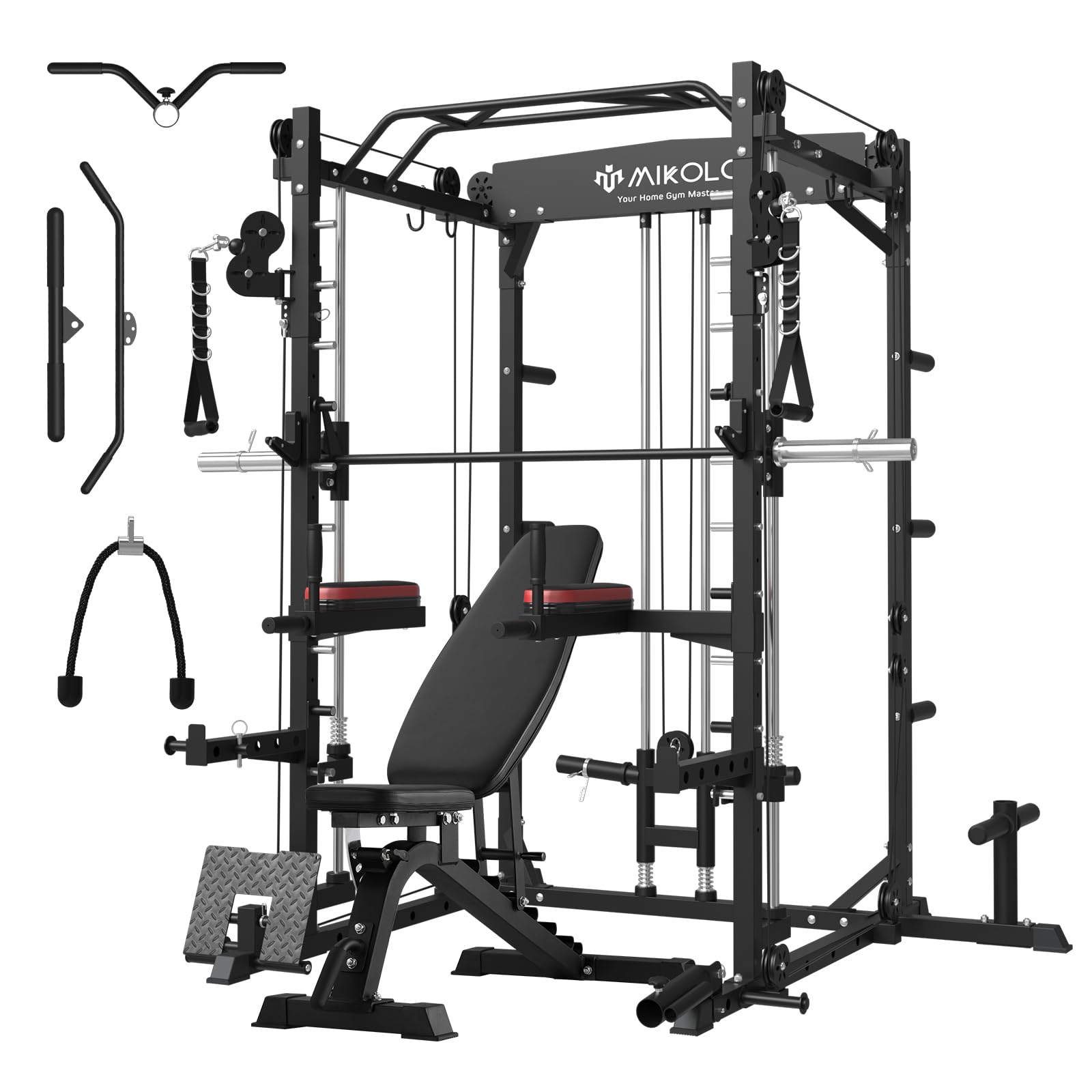 Buy Mikolo Smith Machine Cage, Power Cage Rack with Cable System and
