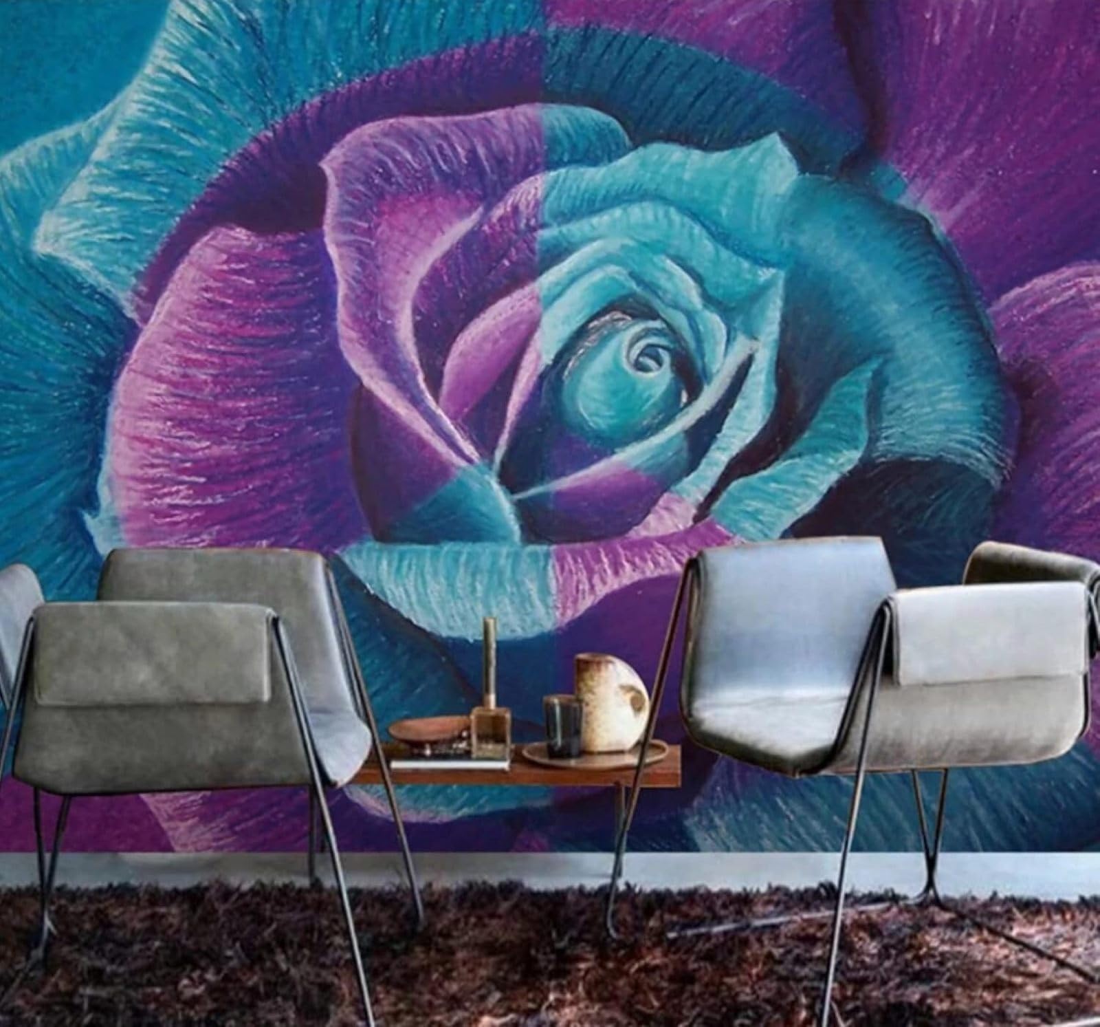 XLMING Minimalist Three Dimensional Creative Colourful Roses 3D Wallpaper Luxury Home Dining Decor Paste Sofa Living Room The Wall for Bedroom Mural-400cm×280cm