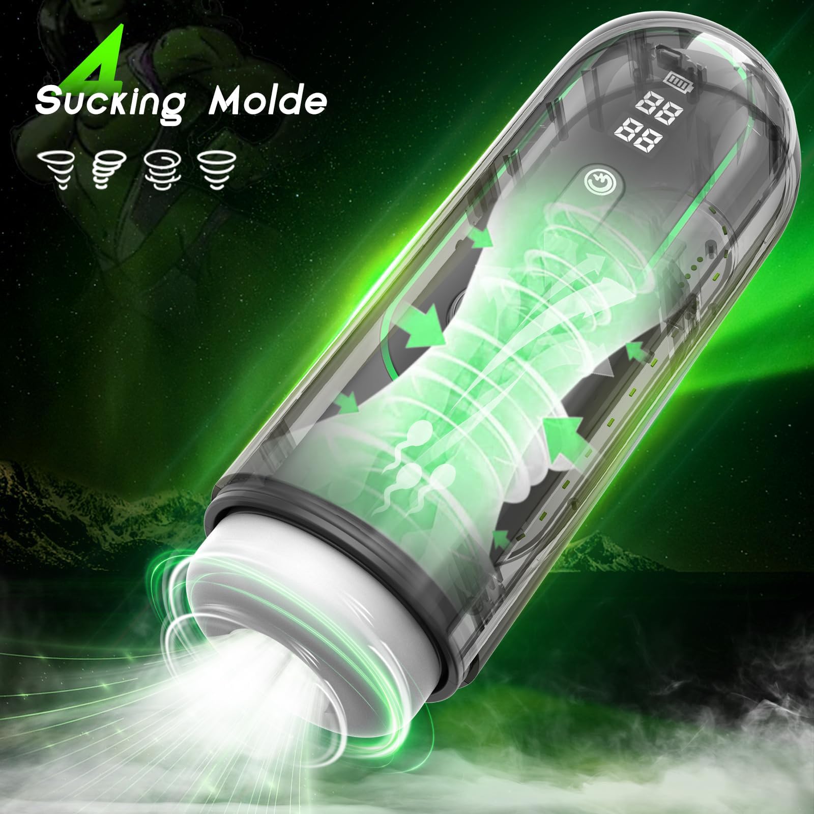 Elektrischer Masturbationsvibrator für Männer mit 15 Teleskopmodi + 4 Saugmodi, Eichelvibrator, Penismasturbator, Penismassagegerät, Sexspielzeug für Männer und Paare