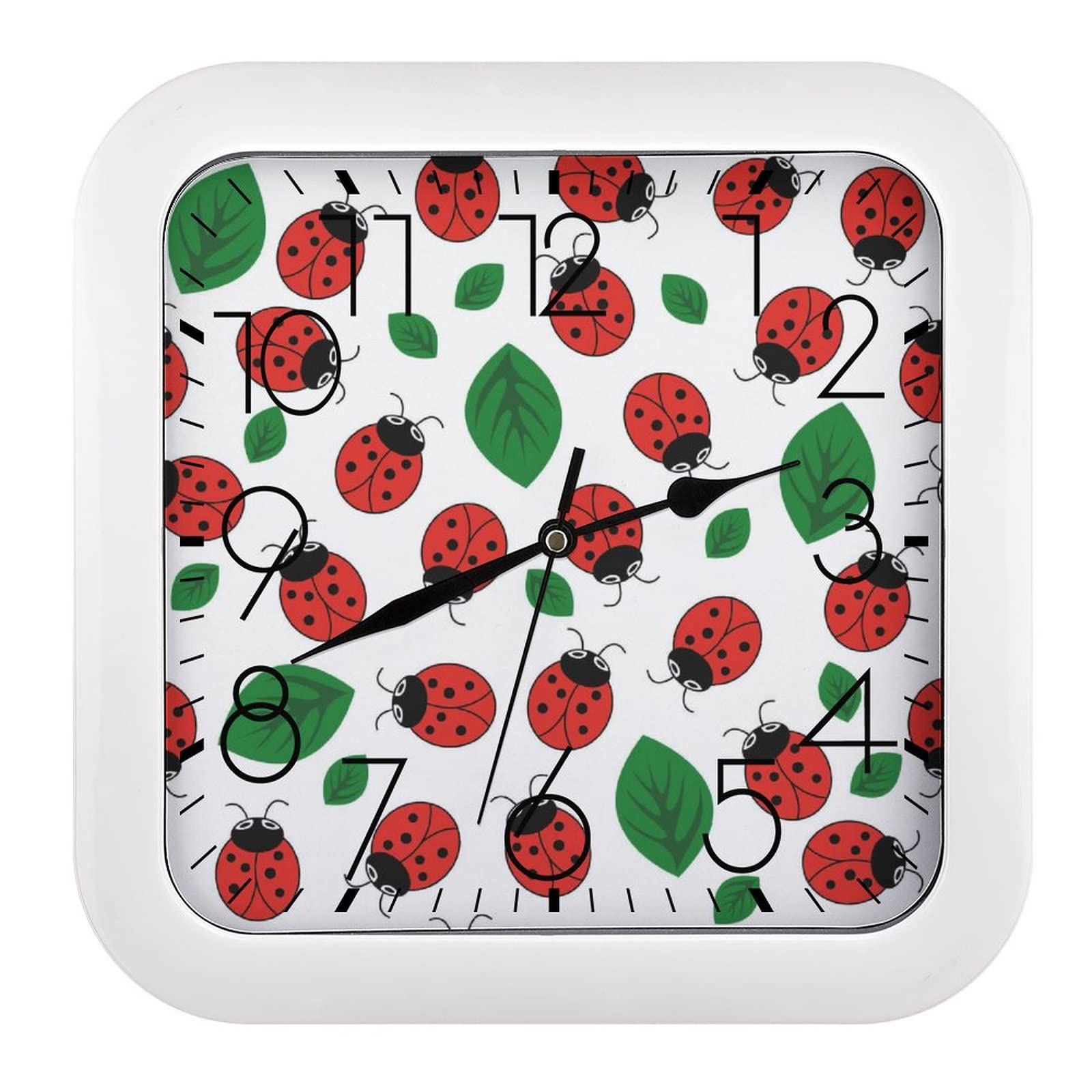 Horloge coccinelle carrée porte-bonheur pour égayer la maison
