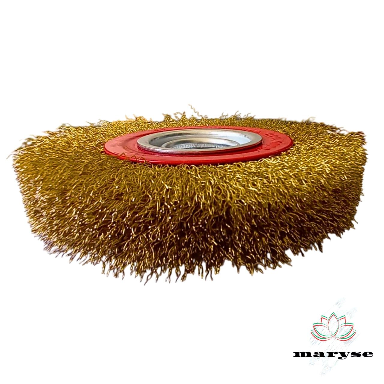 Spazzola Circolare per Mola da Banco Ø 150mm Setole Acciaio Ottonato con Adattatori Albero - Ideale per Pulizia, Sbavatura, Lucidatura Leggera e Rimozione Ruggine da Metallo, Legno e Altri Materiali