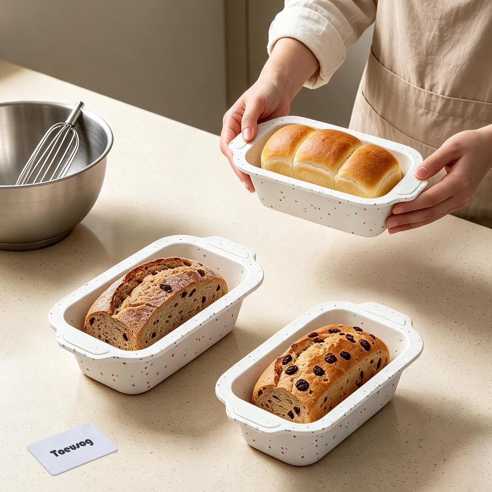 Toeusog 3 Pack Small Bread Pan Set