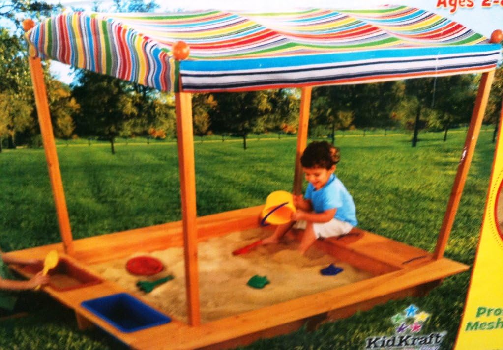 Kidkraft Large Wooden Sandbox with Canopy Amazon.co.uk Home & Kitchen