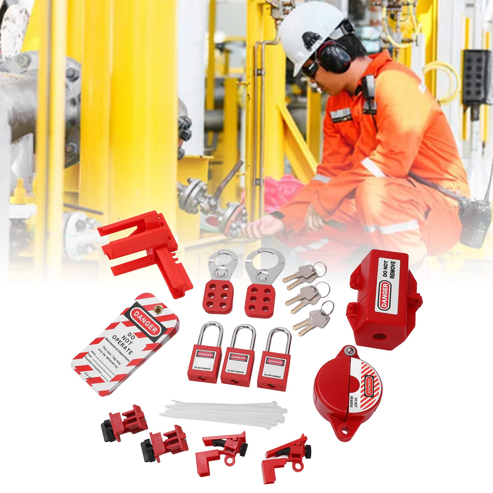 Kit de Etiquetado de Bloqueo Eléctrico Duradero Completo con Bloqueos de Disyuntor para Seguridad en Industrias de Energía Eléctrica y Química