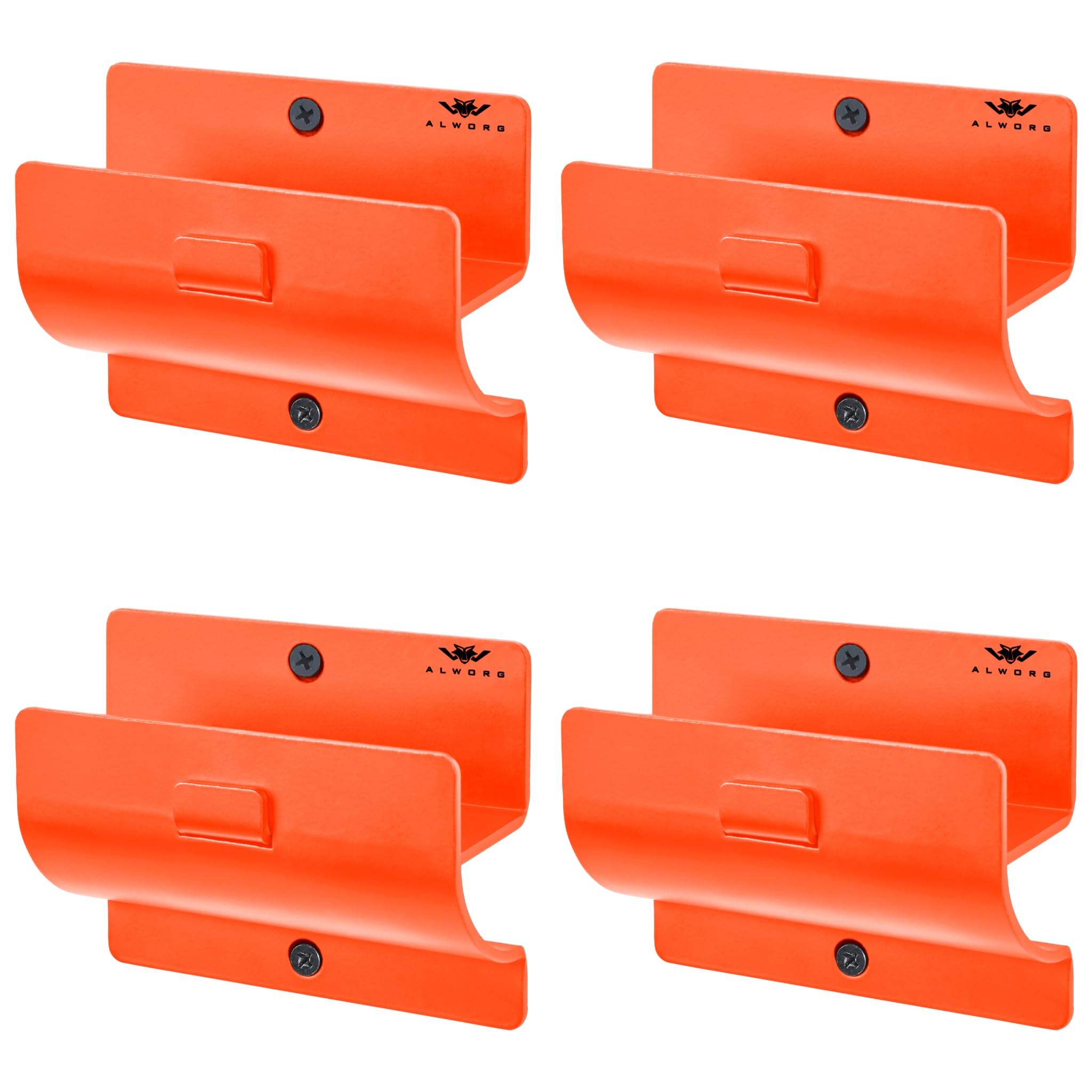 ALWORG Ladder Holders - Set of 4 Garage Hooks - Orange Wall Mount Heavy Duty Ladder Hangers and Brackets