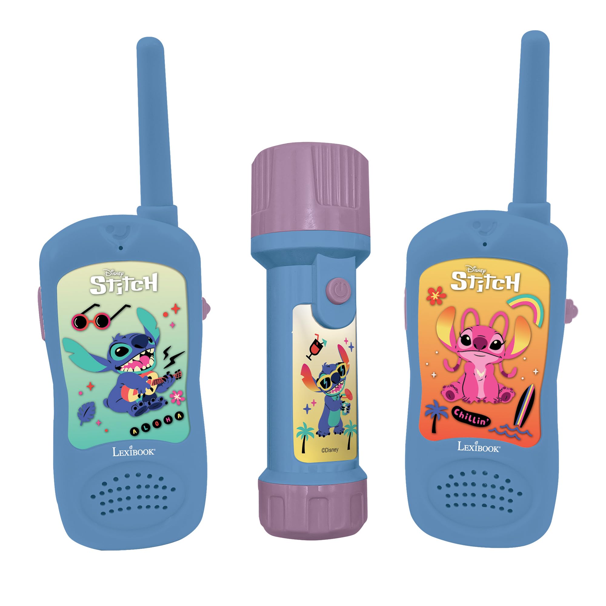 Lexibook, Disney Stitch, Kit avventuriero Stitch con walkie Talkie e Torcia Bussola, Blu, RPTW10D