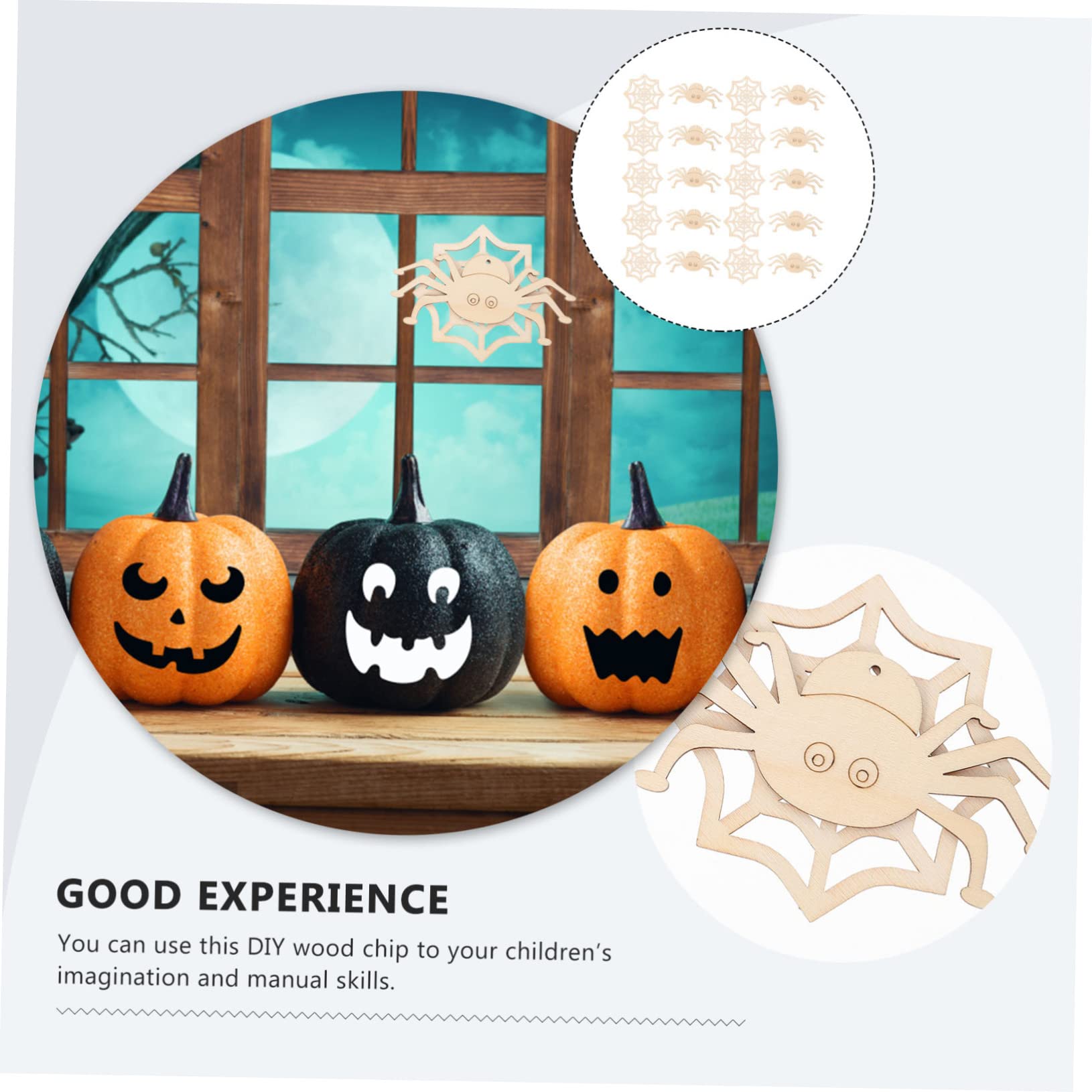 SHINEOFI 80pezzi Halloween Wooden Cutouts for Crafts Unfinished Wooden Slices for Creative Decorations Halloween Parties and Kids Activities