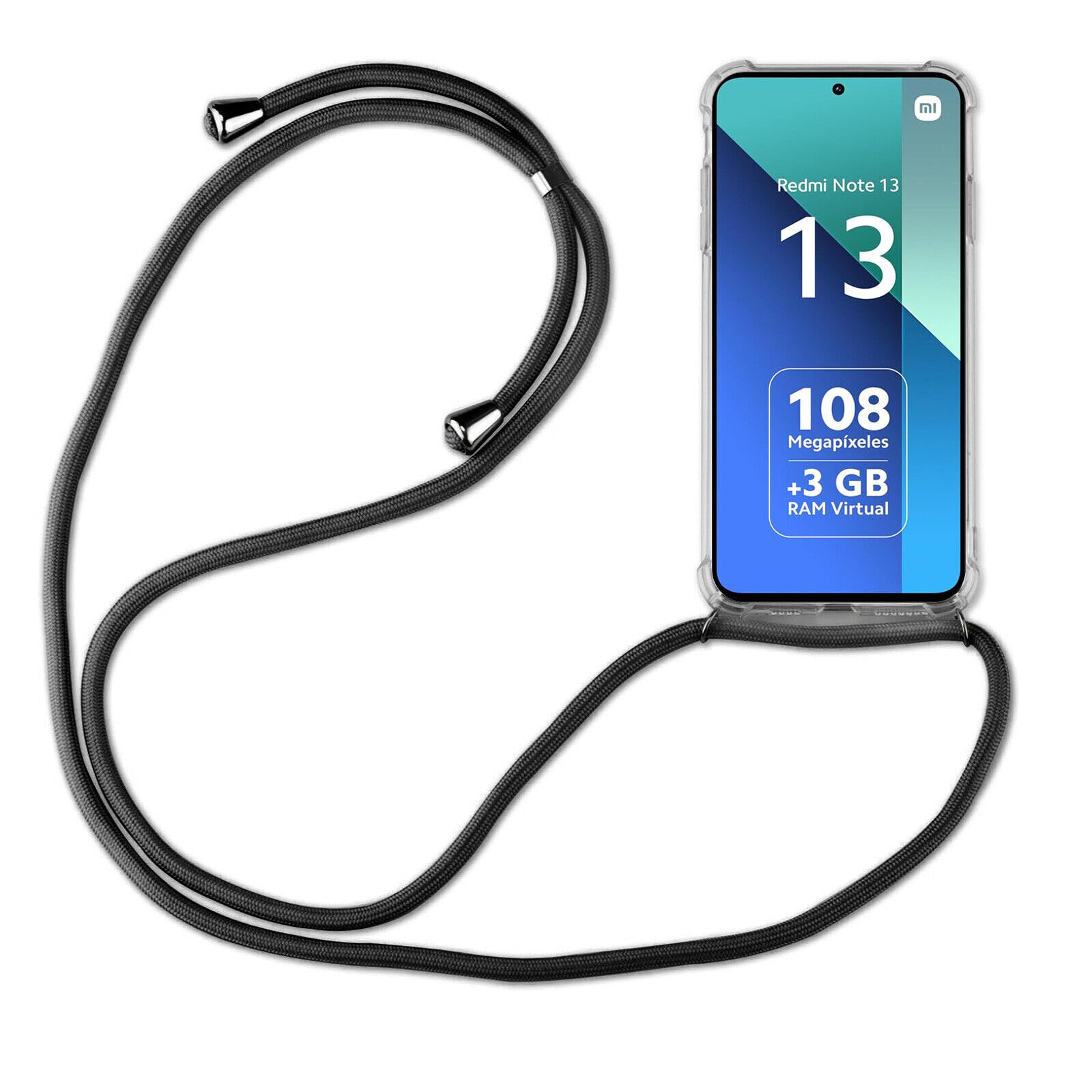 Betterfon Hülle Mit Handykette Für Xiaomi Redmi Note 13 Pro 4G – Halsband Zum Umhängen | Verstellbare Länge | Inkl. Stoßfestem TPU-Case