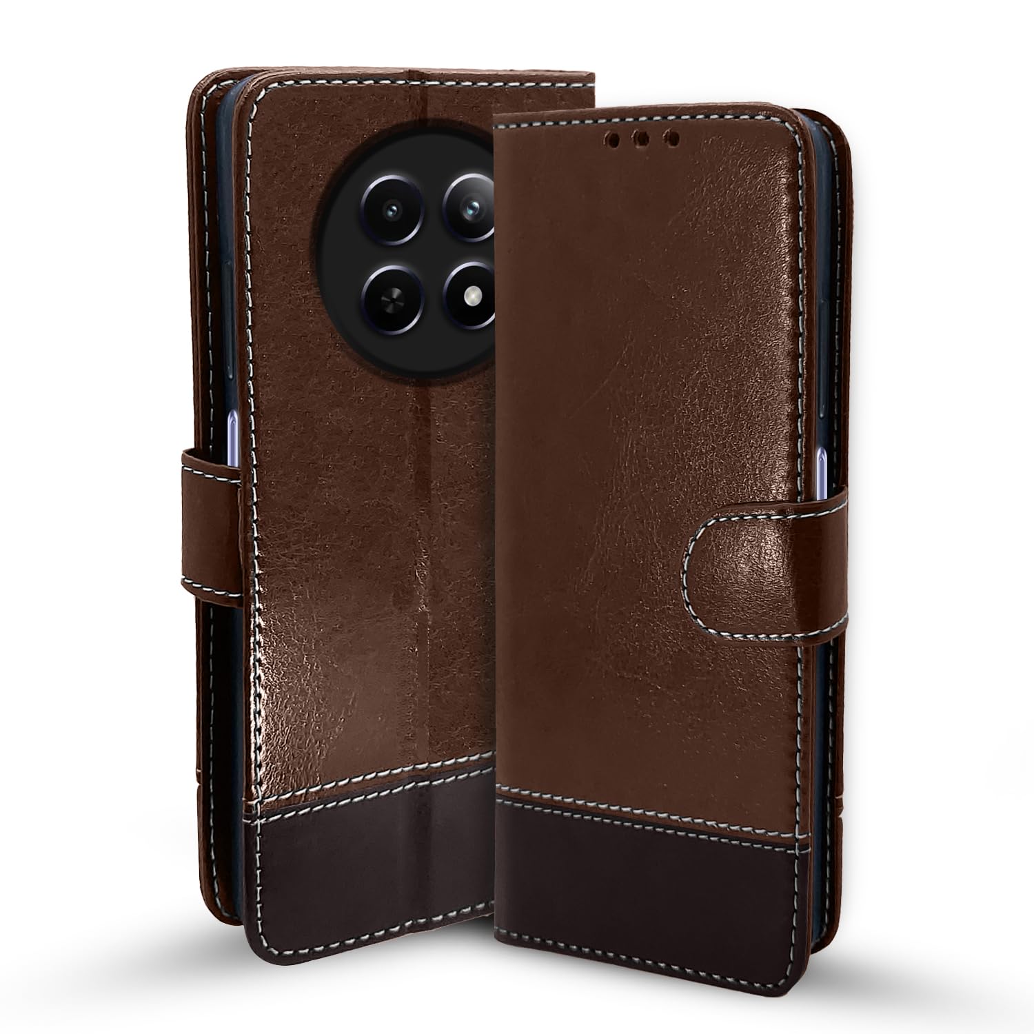 Pikkme Flip Cover | Dual-Tone PU Leather Finish | Wallet Style & Stand | Magnetic Flip for Realme Narzo 70x 5G / N65 / Realme 13/12/12X 5G/C65 (Brown & Coffee) (B0CYGWFJ72) Amazon Price History, Amazon Price Tracker