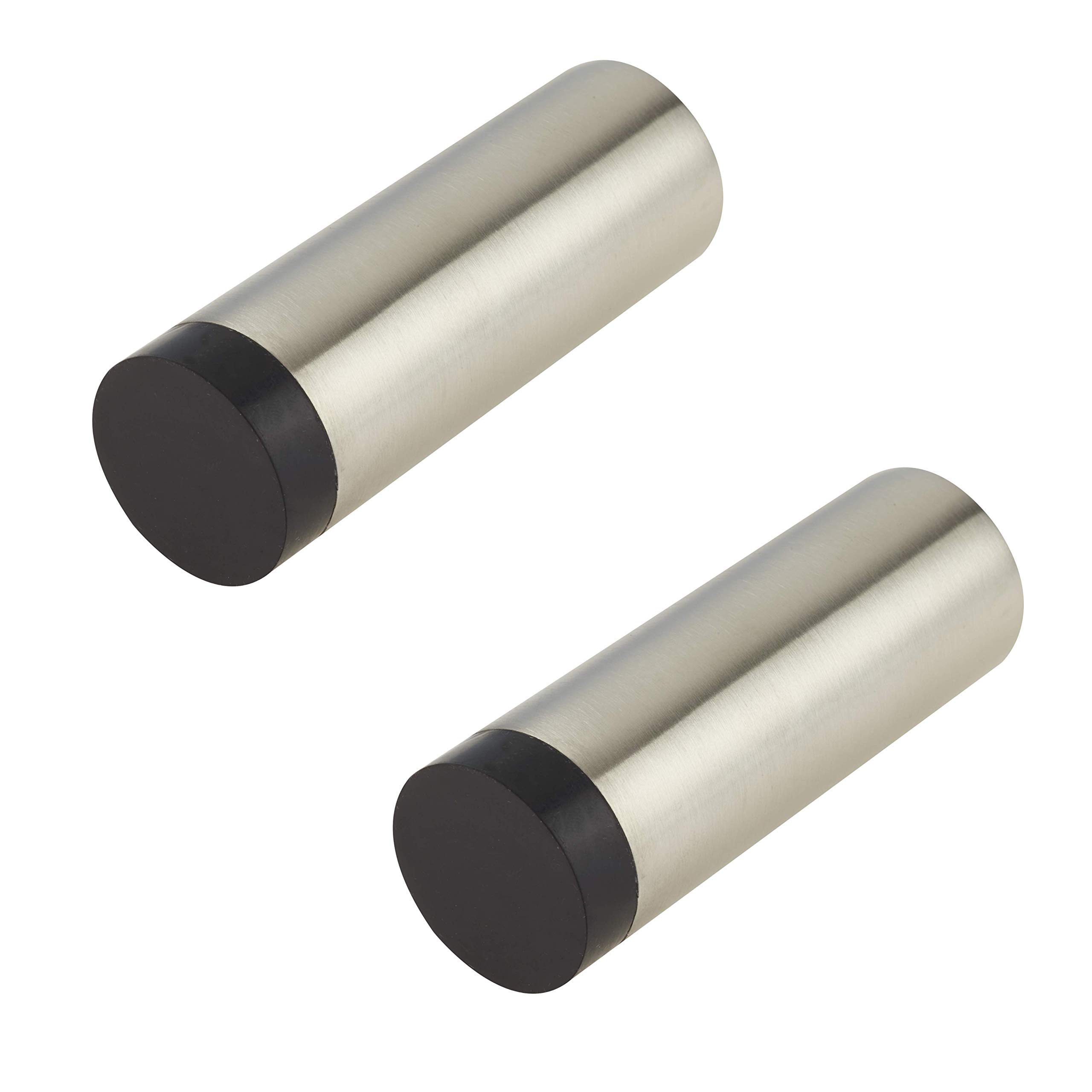 Door Stop Wall or Skirting Mounted Chunky Pattern Satin Stainless Steel 85mm Projection | Pack of 2