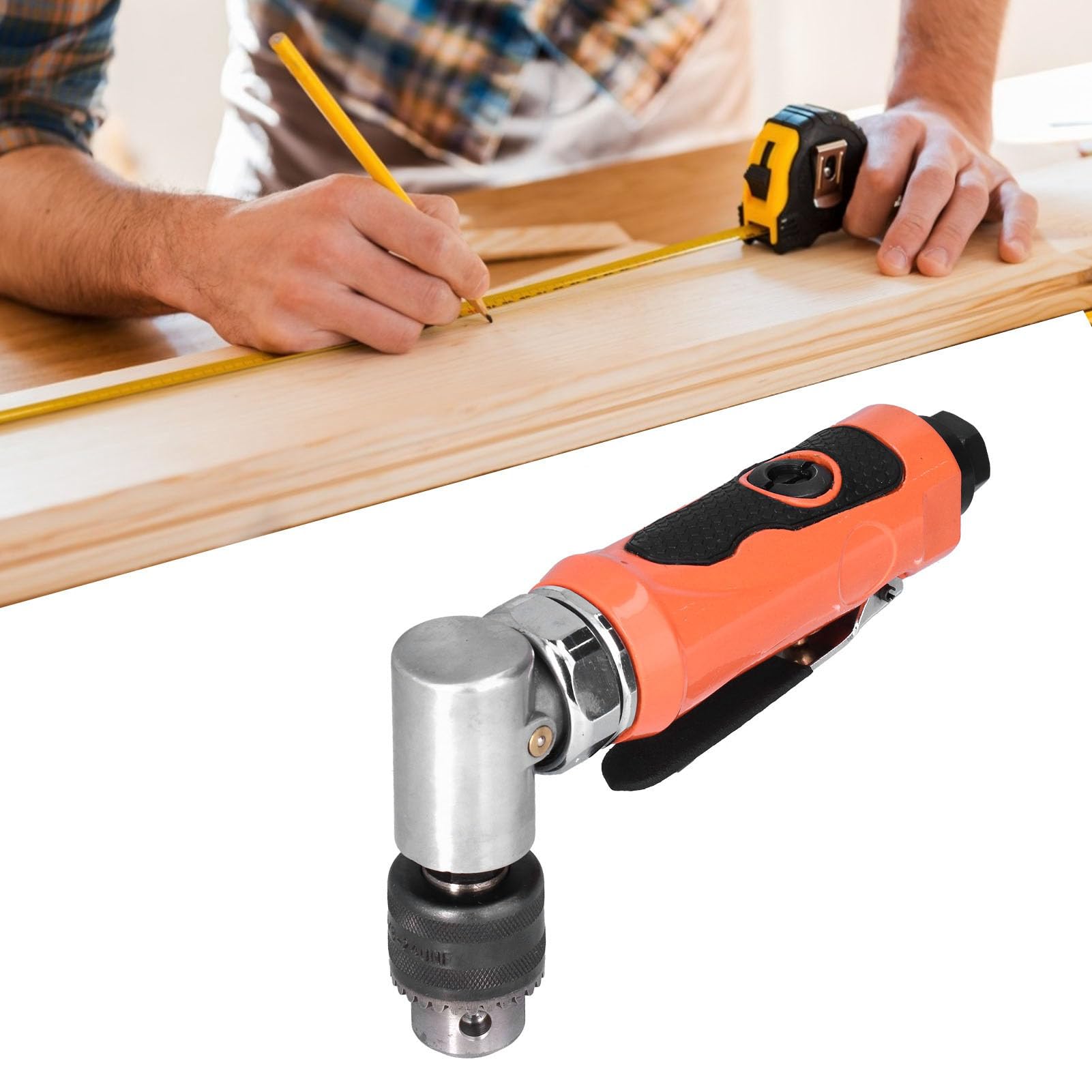 Taladro neumático Taladro angular de aire 90 grados 1/4 pulgada 6 mm Cabeza acodada Herramienta manual KP555L para talleres industriales y sitios de construcción Material d (Estilo japonés)