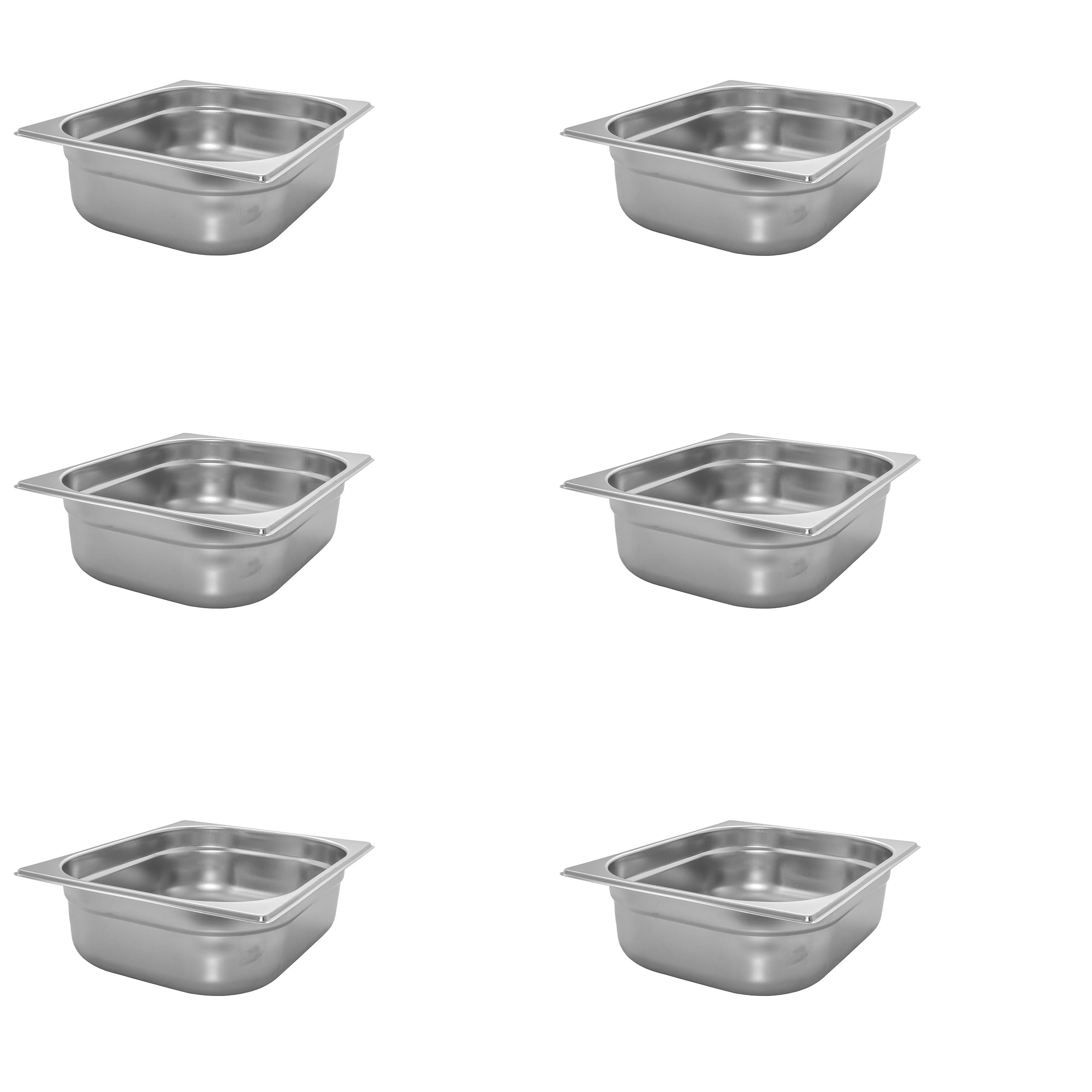 6 contenitori GN 1/2 Gastronorm, in acciaio inox, 6,5 litri, profondità 100 mm