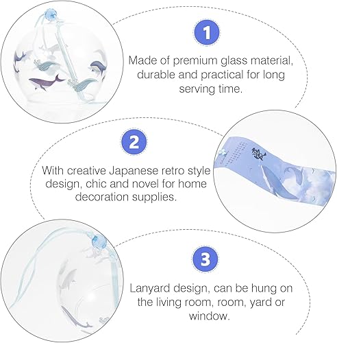 Miniatura 9 de 1 campanilla de viento de estilo japonés, colgante de campana de viento de vidrio decorativo para exteriores e interiores, decoración del hogar de