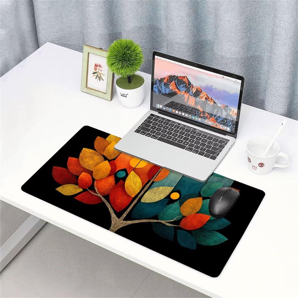 Alfombrilla de Mouse para Juegos, Nero, XXL, Antideslizante, Impermeable, Diseño de Albero, Extendido, Grande, 1200x600x3mm, para PC, Laptop, Ufficio, Famiglia d-454