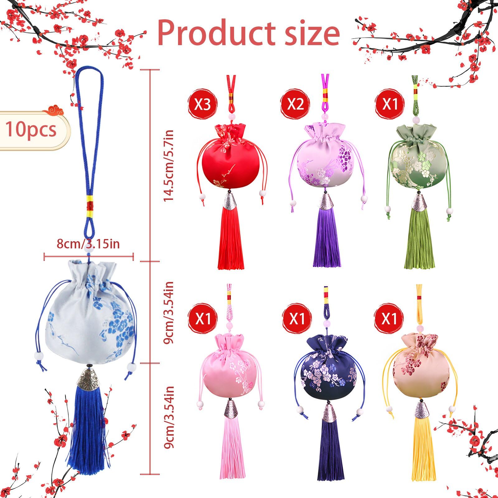 10 PCS Sacs de Lavande Toile et Lin pour Armoires, Tiroirs, Voitures, Bijoux, Épices et Herbes