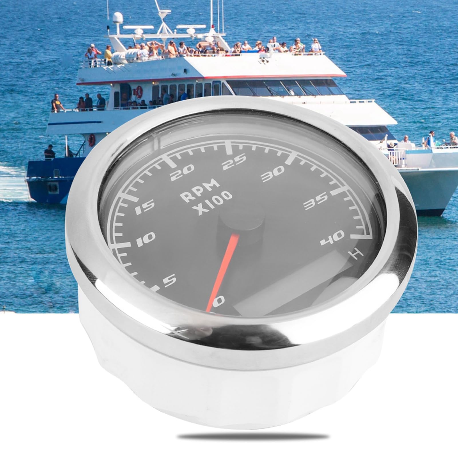 Tacómetro para barcos, medidor de tacómetro marino de 3,3 pulgadas, medidor de RPM, contador de horas LCD, contador de revoluciones, 12 V, 24 V, para salpicadero marino