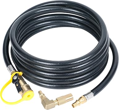 ATKKE 12 FT RV Quick Connect Propane Hose for RV to Grill, RV Propane Extension Hose for 17 and 22 Blackstone Griddles with Elbow Adapter