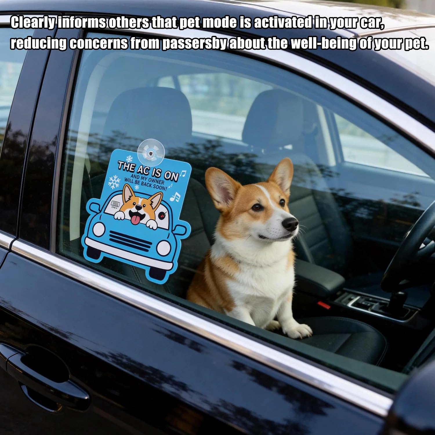 Visible Car Window Suction Cup Signs,2-Pack Double-Sided Pet Mode Indicators, Must-Have Car Accessory for Dog Owners image 4