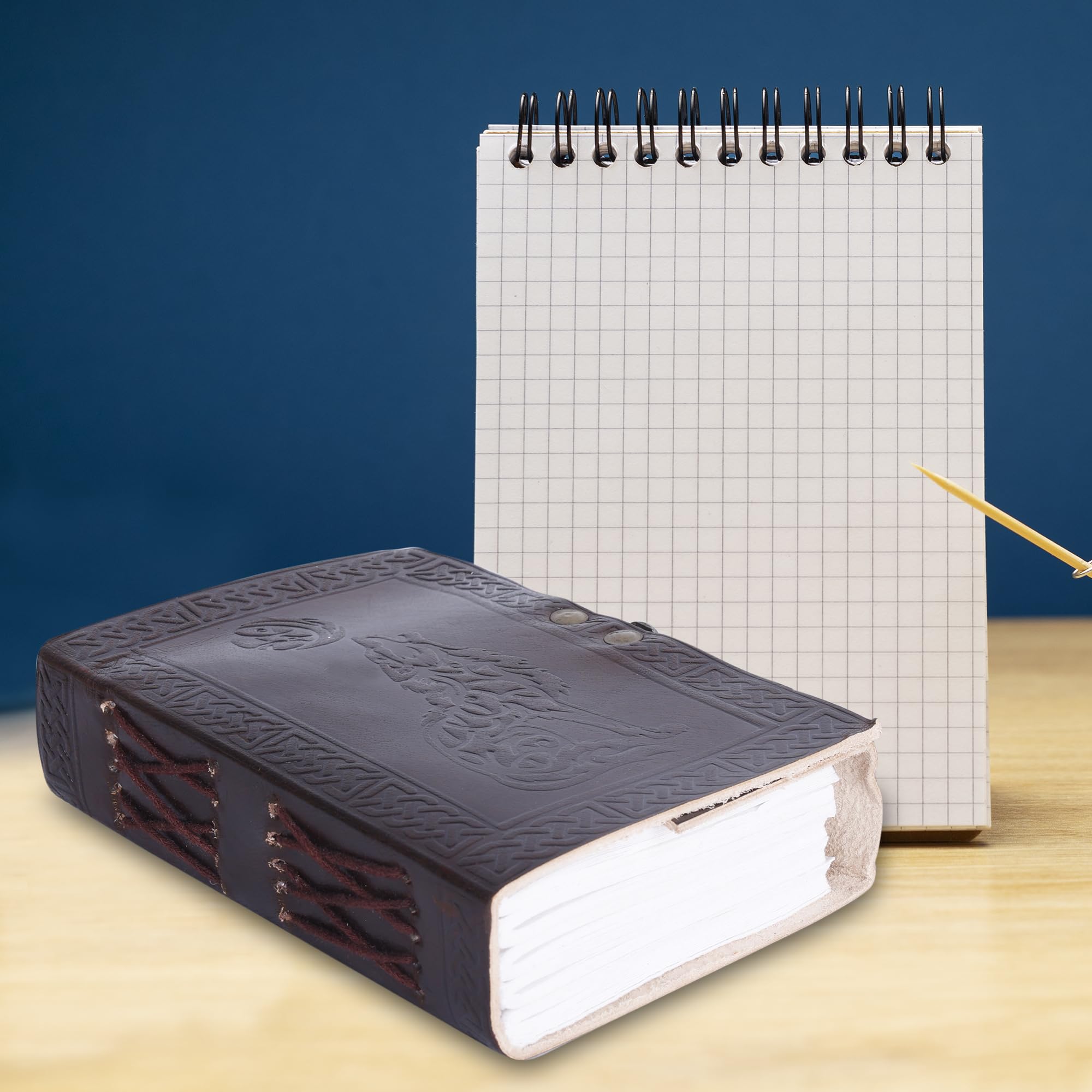 OVERDOSE Wolf Design Miniature Diary, Handcrafted Journal for Students College, Office Notebook, Sketchbook for Men And Women - Image 2