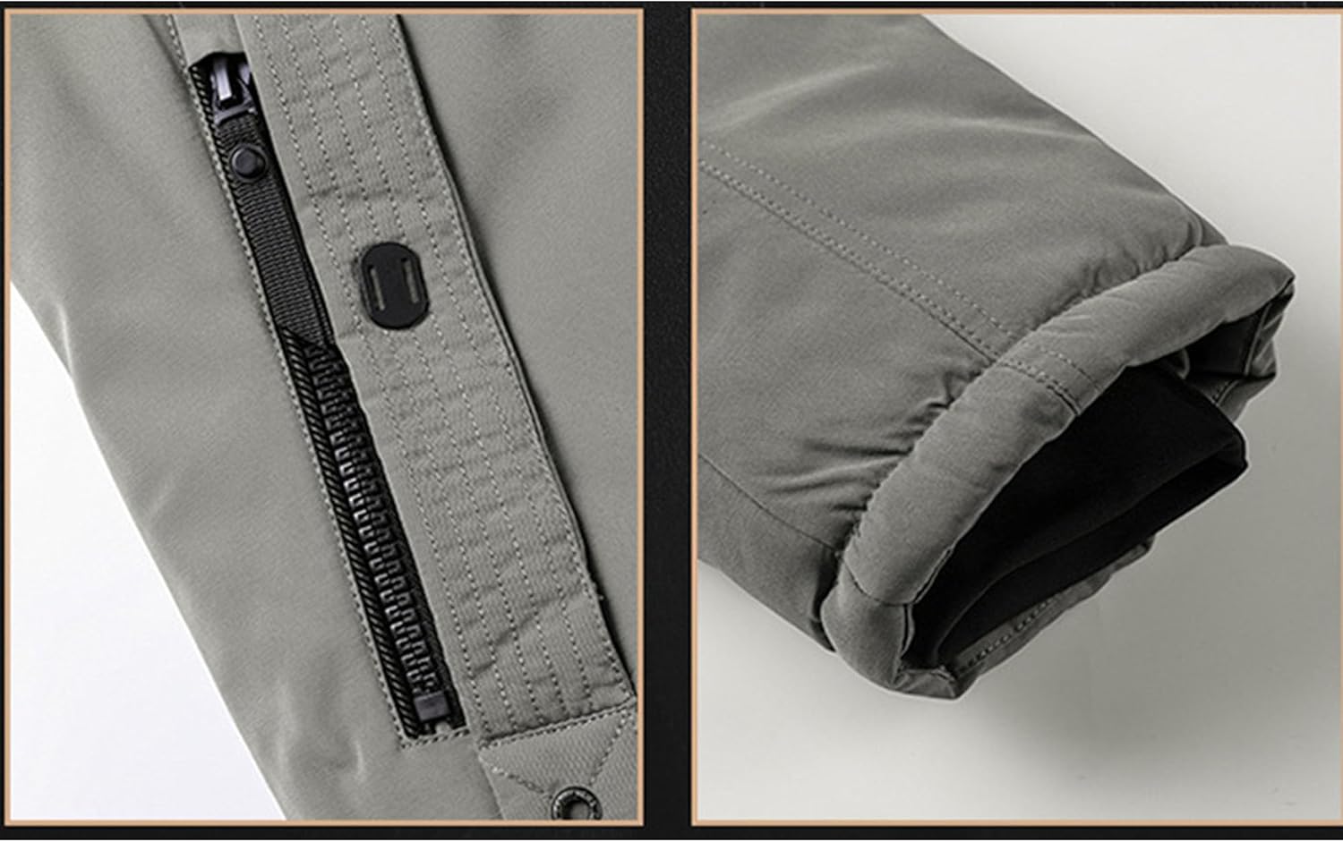 DGKaxiyaHM Men's Casual Military Parker Coat Long Sleeve Outerwear With Hood Thicken Waterproof Warm Bomber Jacket (6X-Large,Khaki)