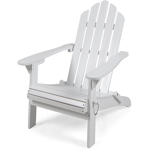 Christopher Knight Home Cara Outdoor Foldable Acacia Wood Adirondack Chair, White Finish