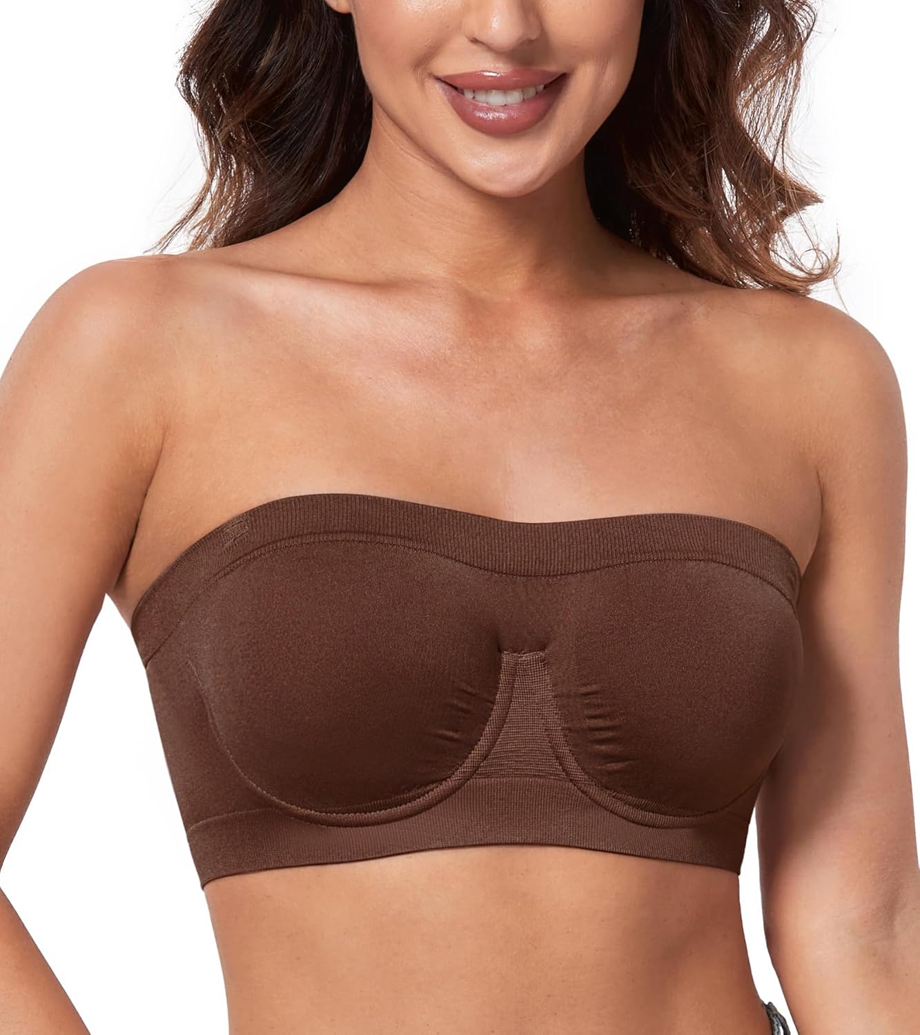 HACI Women's Non Padded Strapless Bra Underwire Bandeau Seamless Multiway Supportive Tube Top - Image 4