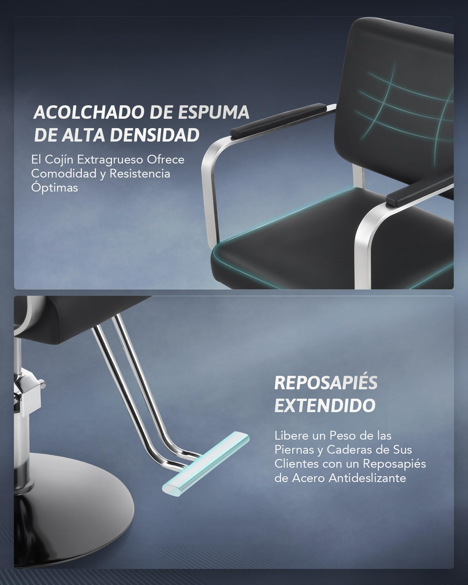 CO-Z Sillón Peluquería Profesional con Bomba Hidráulica Silla de Peluquería con Giro de 360° de Altura Ajustable Capacidad 250KG Sillón de Barbero para SPA Belleza (Estilo Moderno)