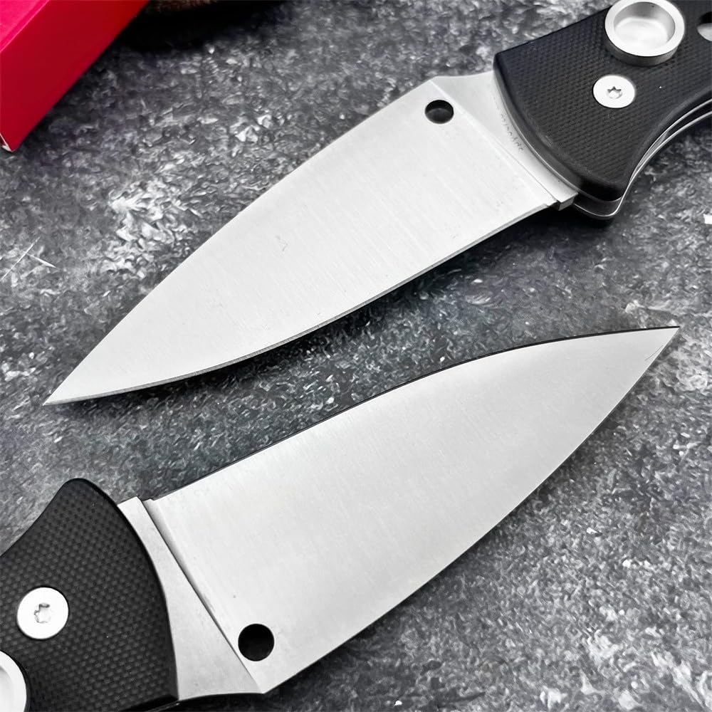 Generisch Klappmesser 21,3 cm mit D2 Stahl und G10 Griff Vollklinge oder Teilwellenschliff für Camping Wandern Reisen Freizeit und Outdoor Aktivitäten (Vollblatt)