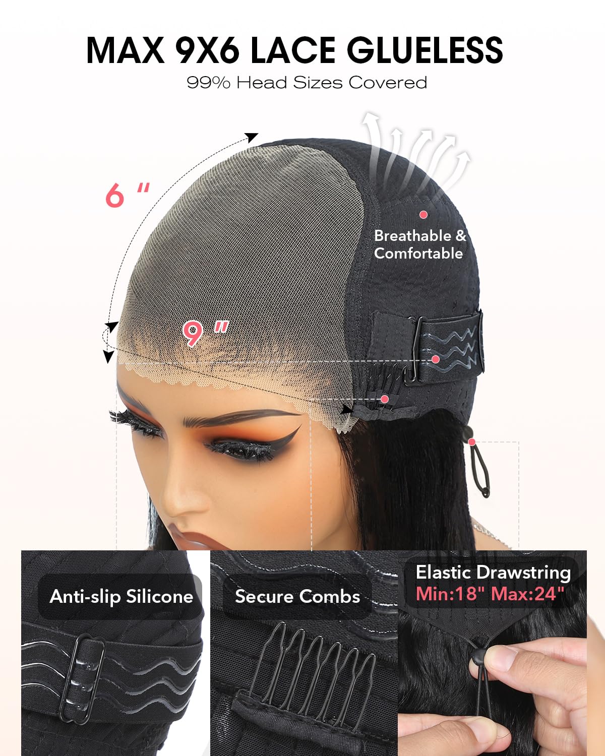 Layered Cut Straight Bob Wig Human Hair,9x6 Glueless Wig Human Hair with Drawstring Pre Cut Pre Plucked Echthaar Perücke Lace Front Wigs Ready to Wear Straight Bob Perücke Damen Echthaar 10 Zoll